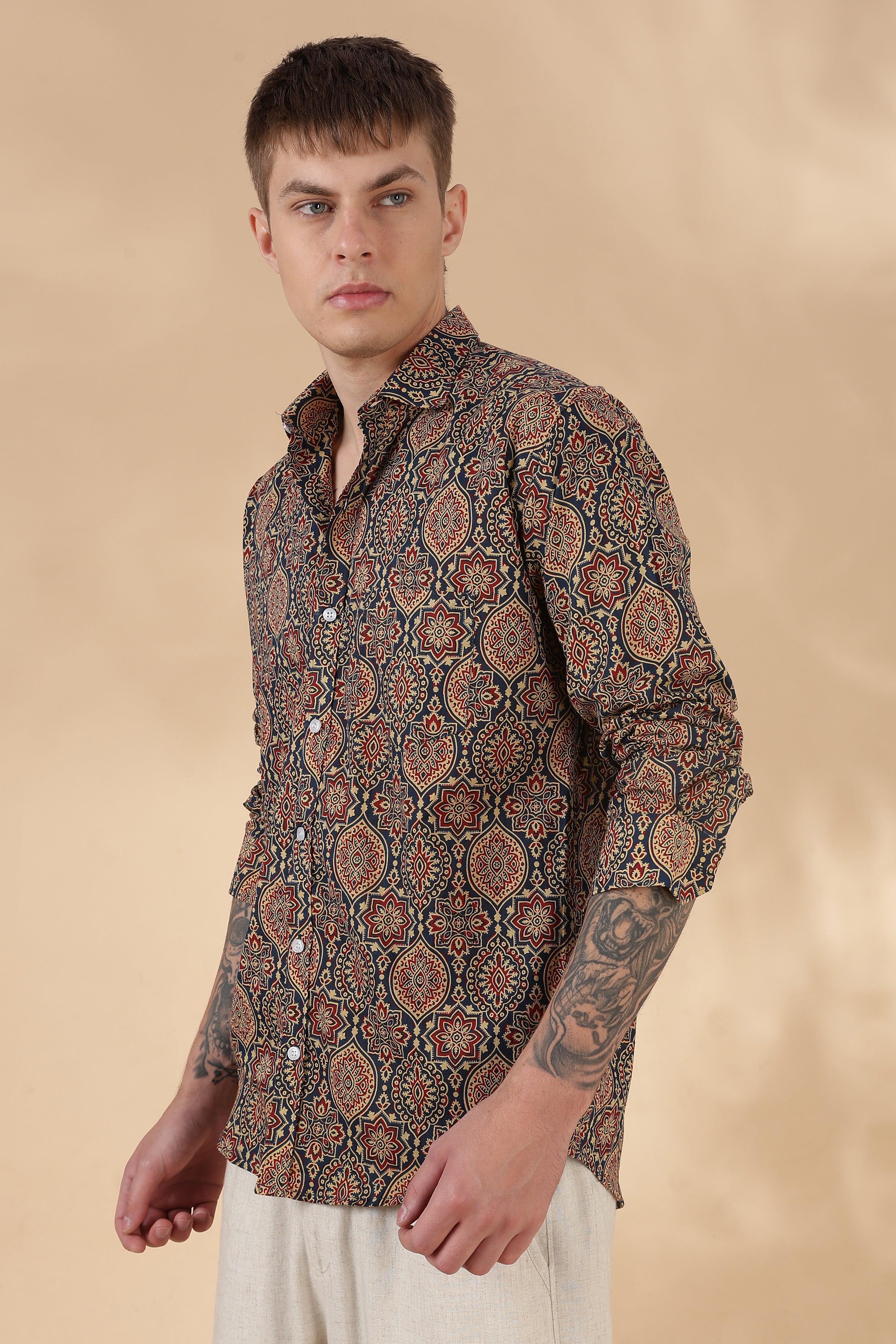 Nama’s Men Full Sleeve Printed Cotton Shirt
