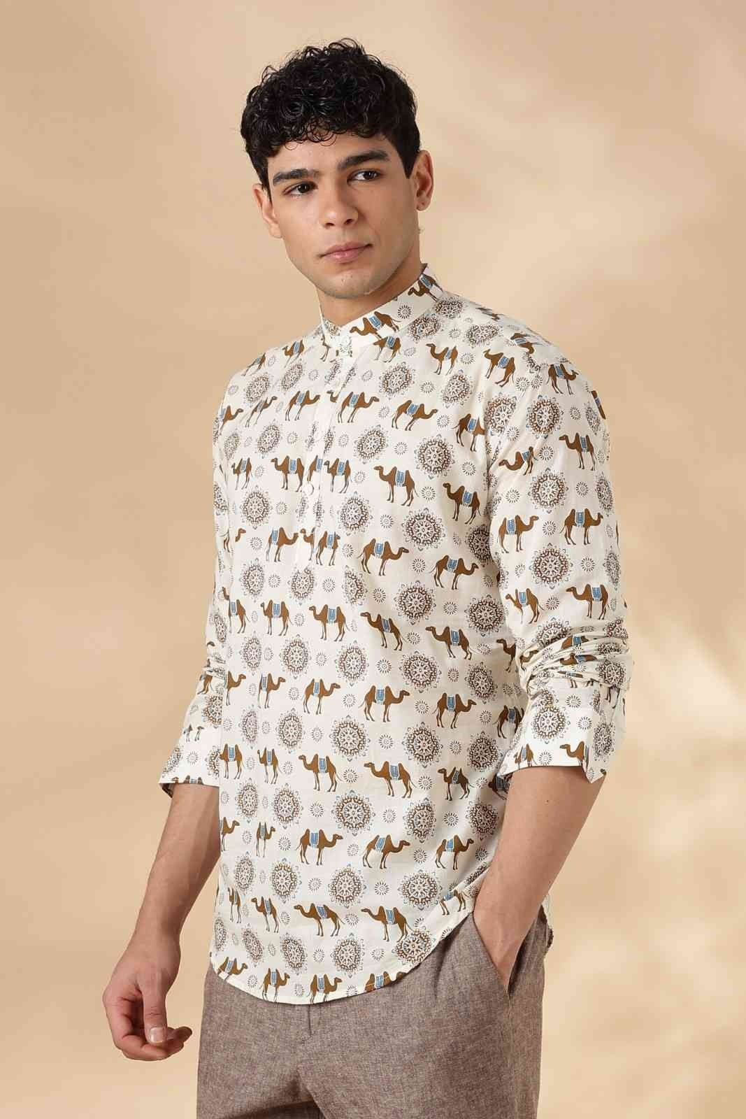 Nama’s Ethnic Cotton Short Kurta for Men