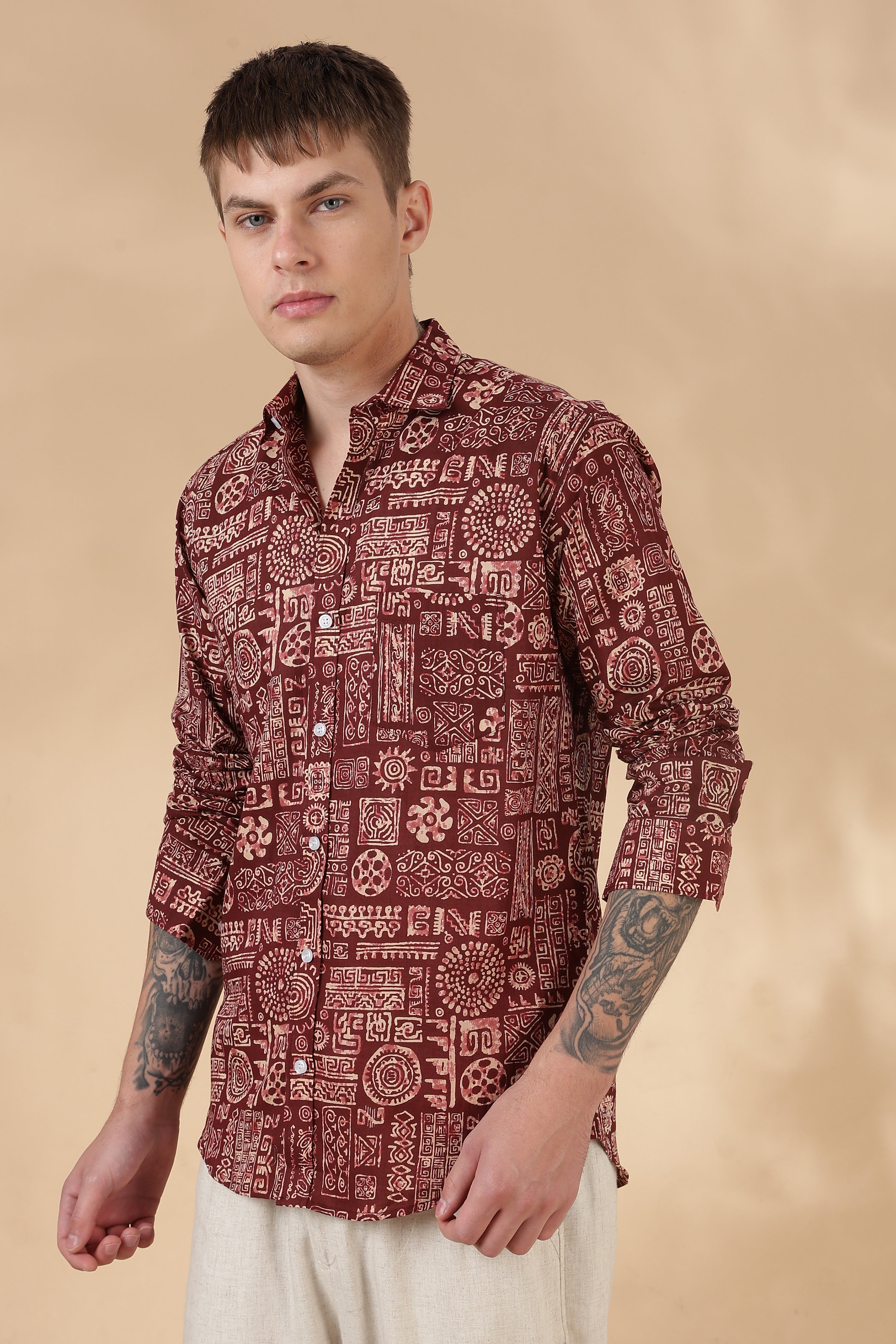 Nama’s Men Full Sleeve Printed Cotton Shirt