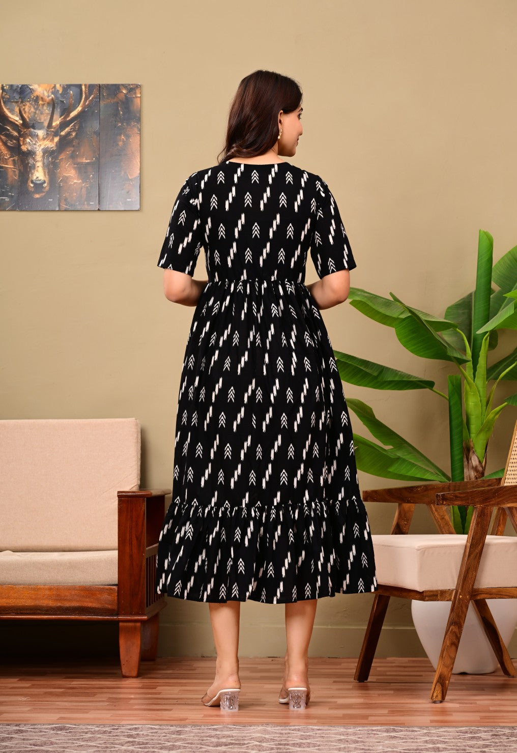 Nama’s Women Floral Printed Flared Midi Dress