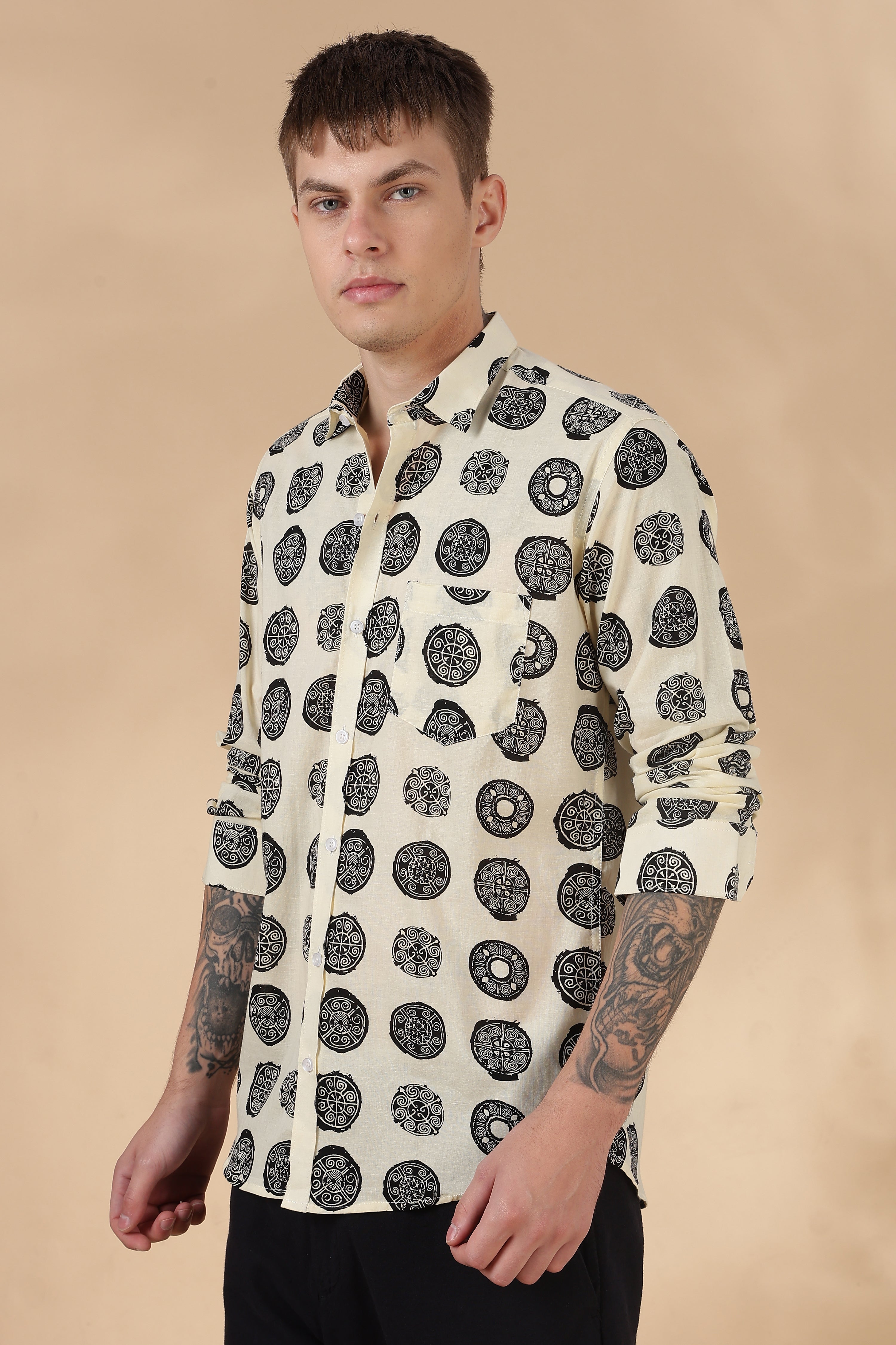 Nama’s Men Full Sleeve Printed Cotton Shirt