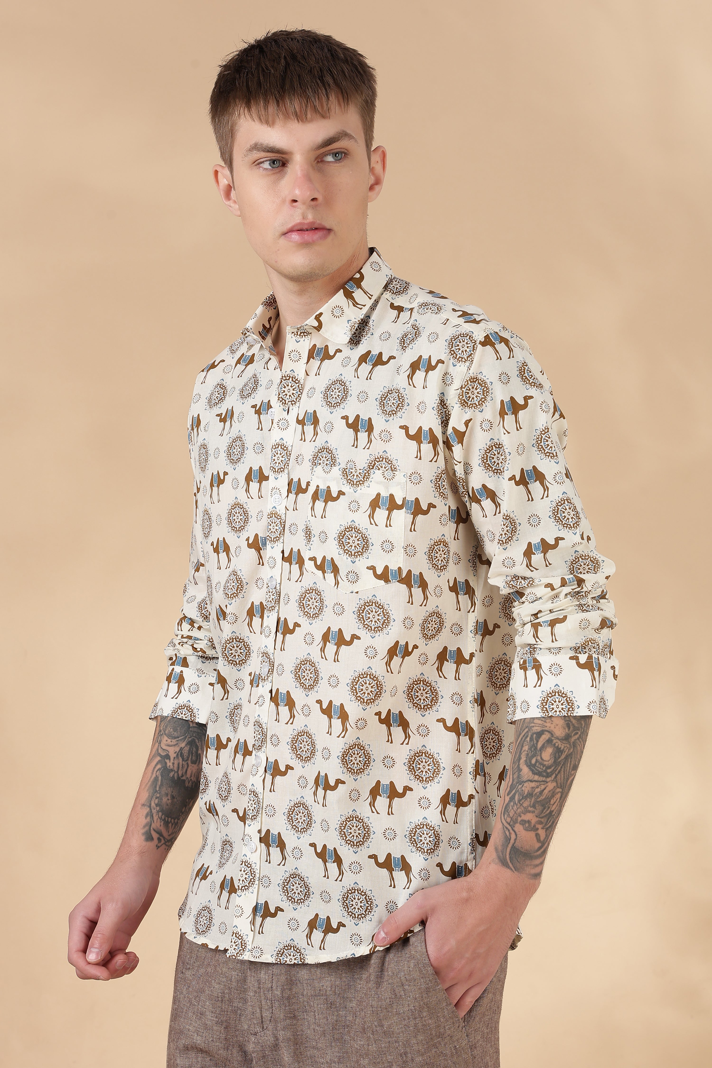Nama’s Men Full Sleeve Printed Cotton Shirt
