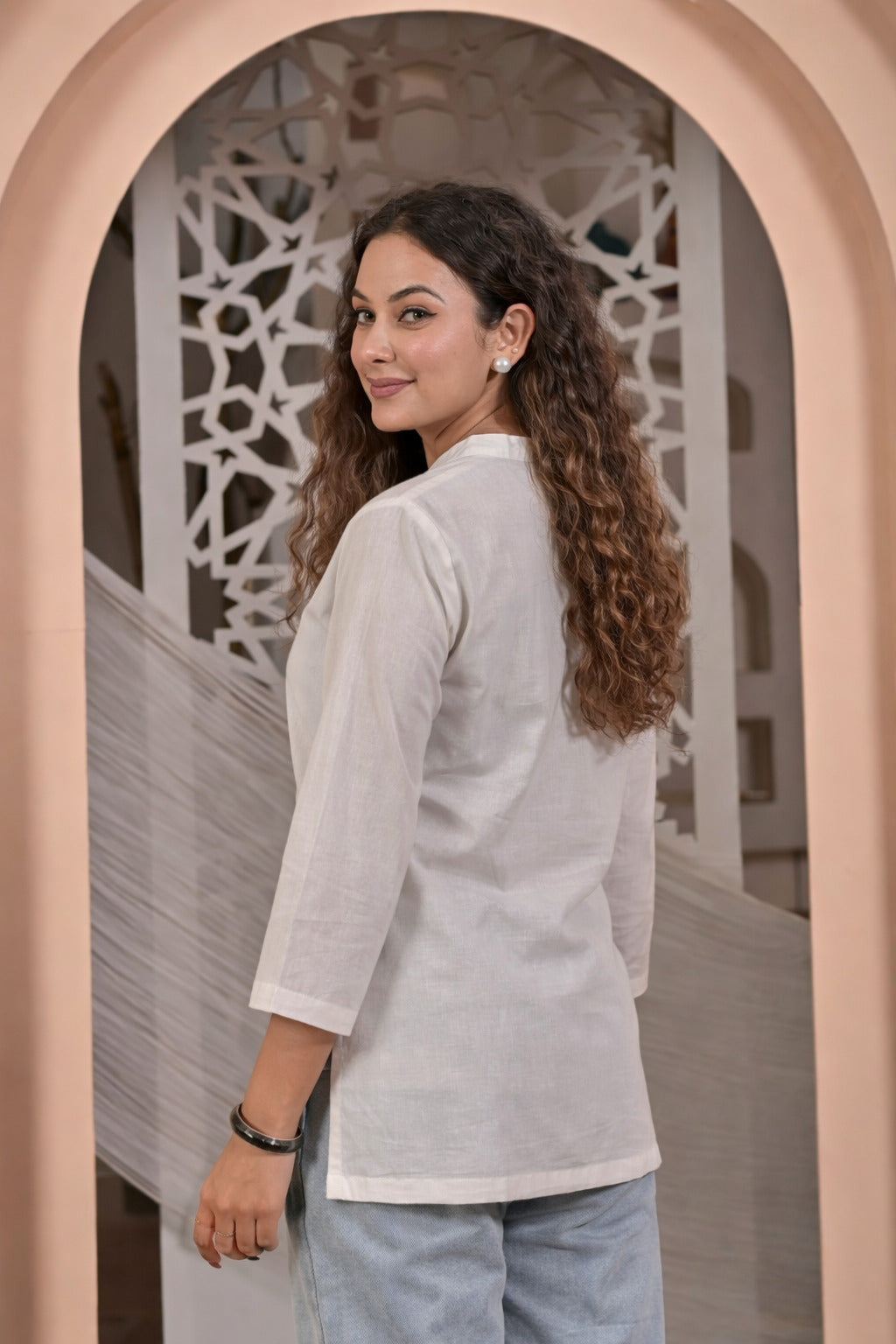 Nama’s Women Solid Black Straight Kurti Top