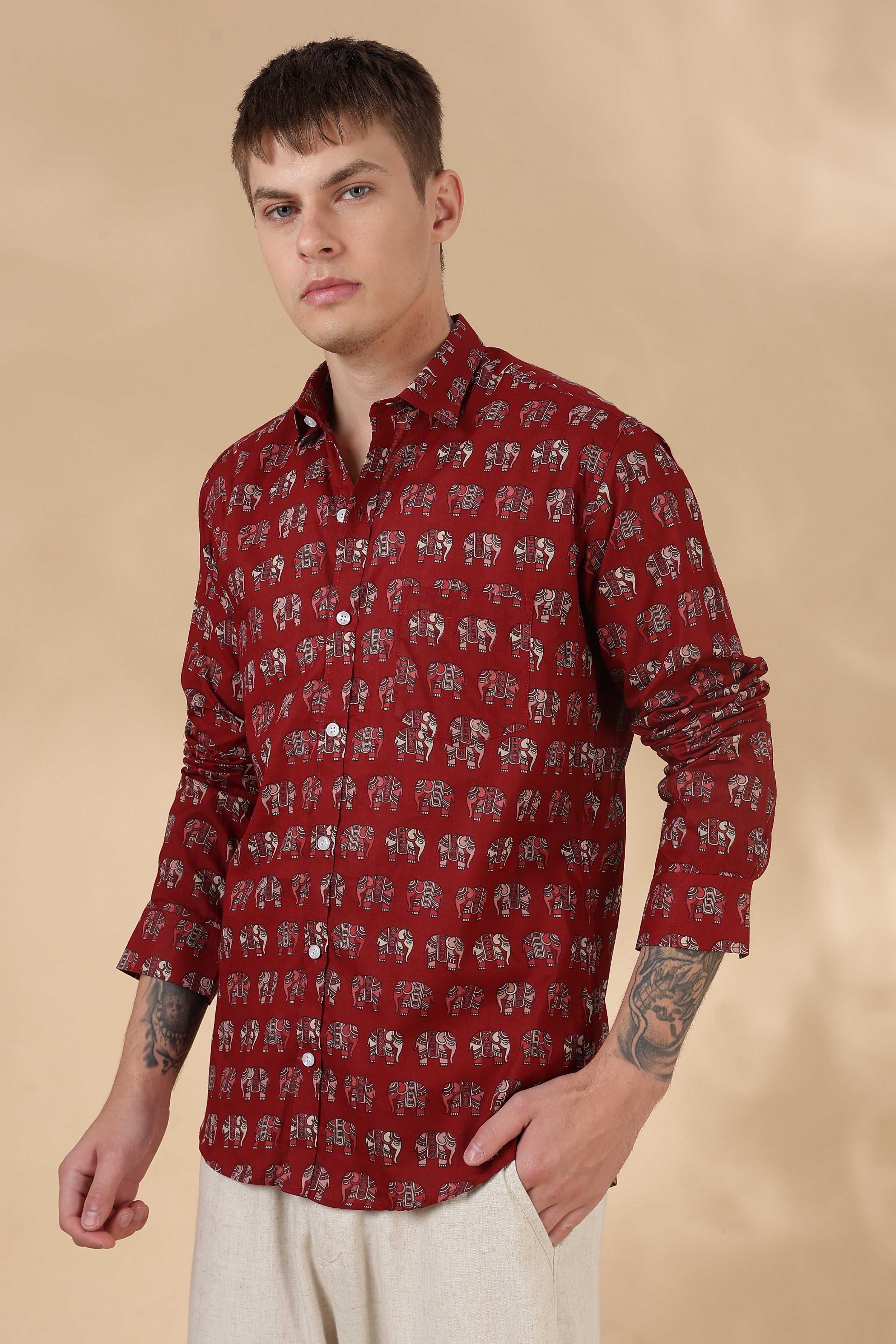 Nama’s Men Full Sleeve Printed Cotton Shirt