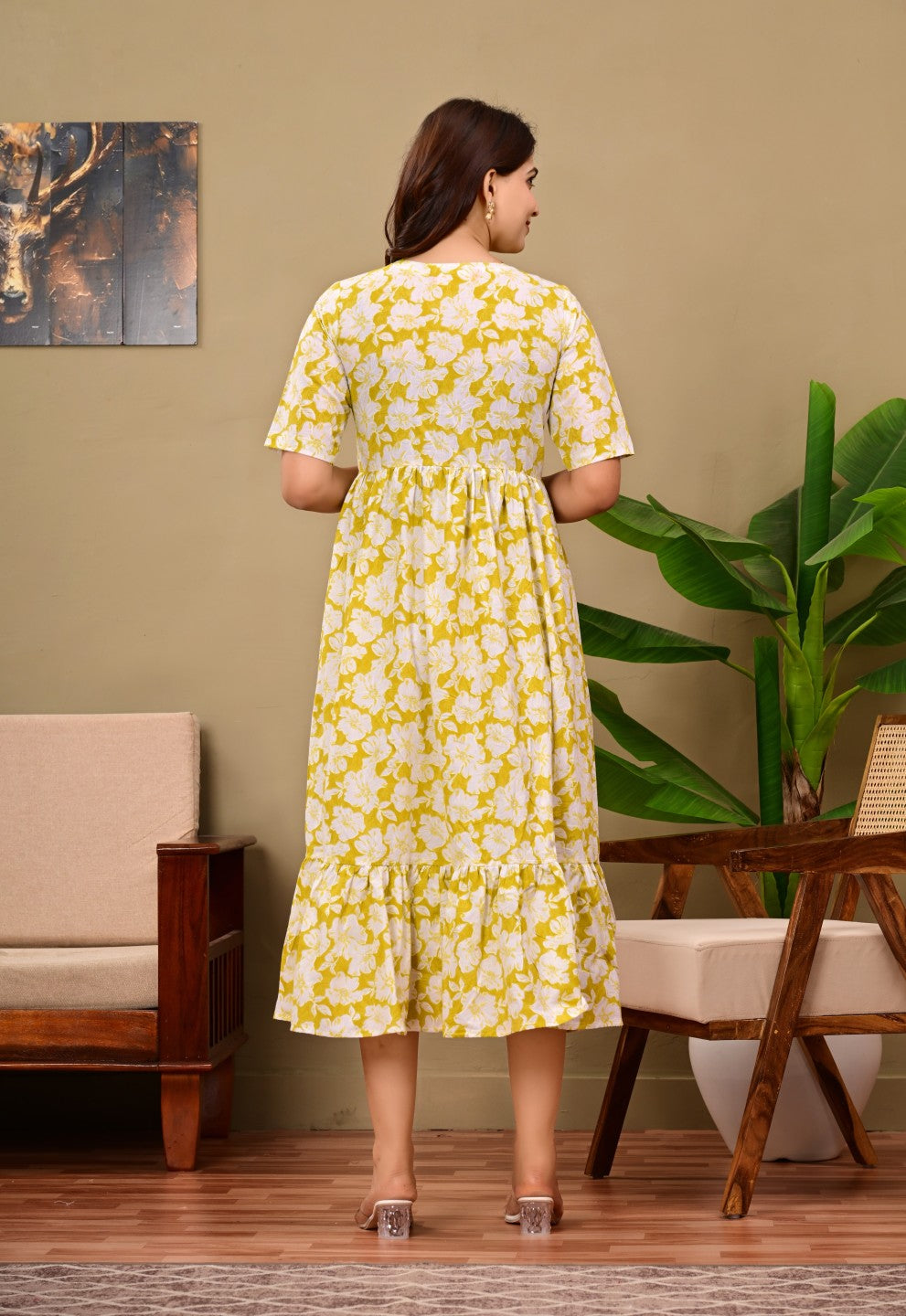 Nama’s Women Floral Printed Flared Midi Dress