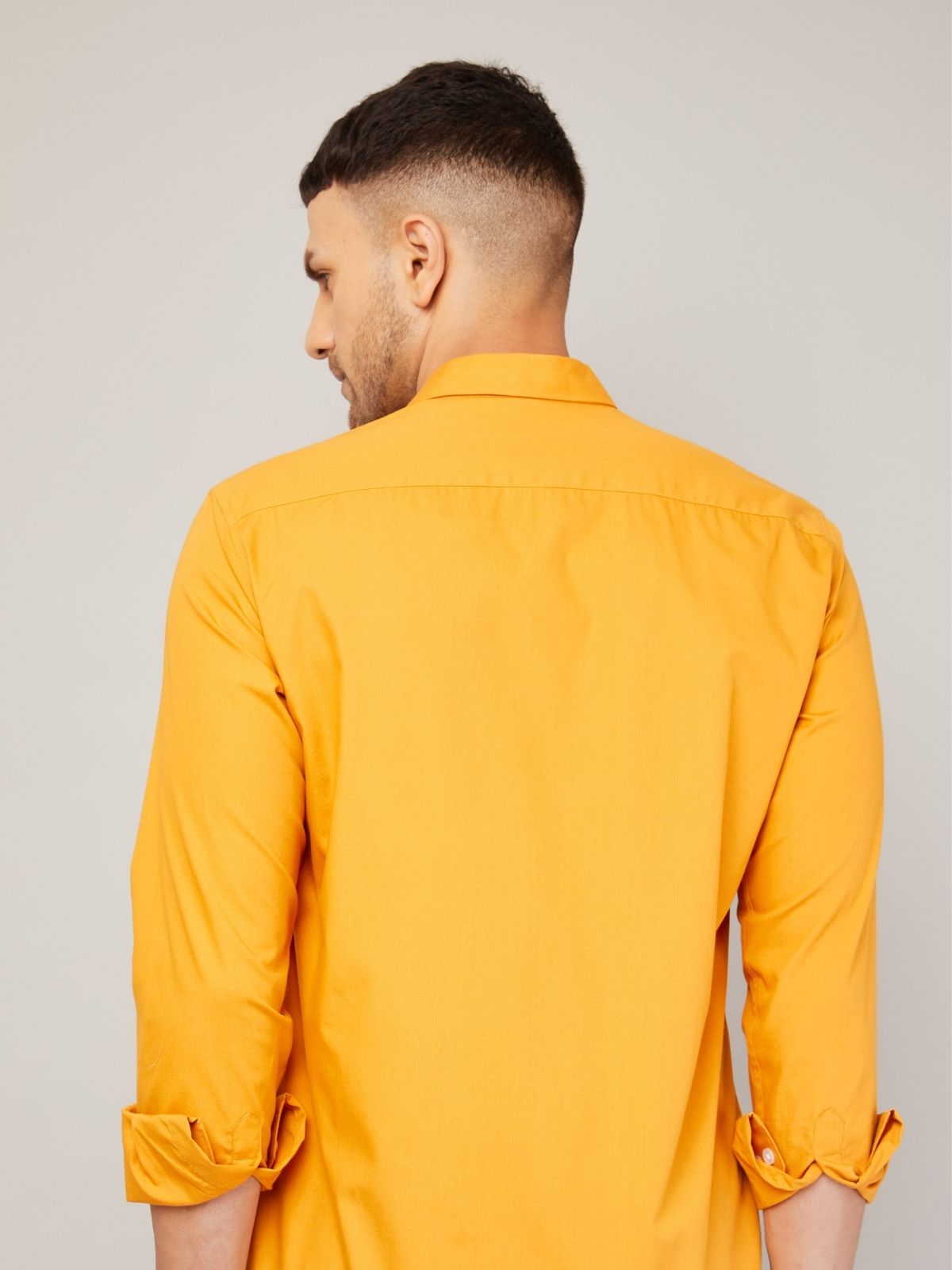 Louis Monarch Men Regular Fit Solid Spread  Collar Casual Yellow Color Shirt