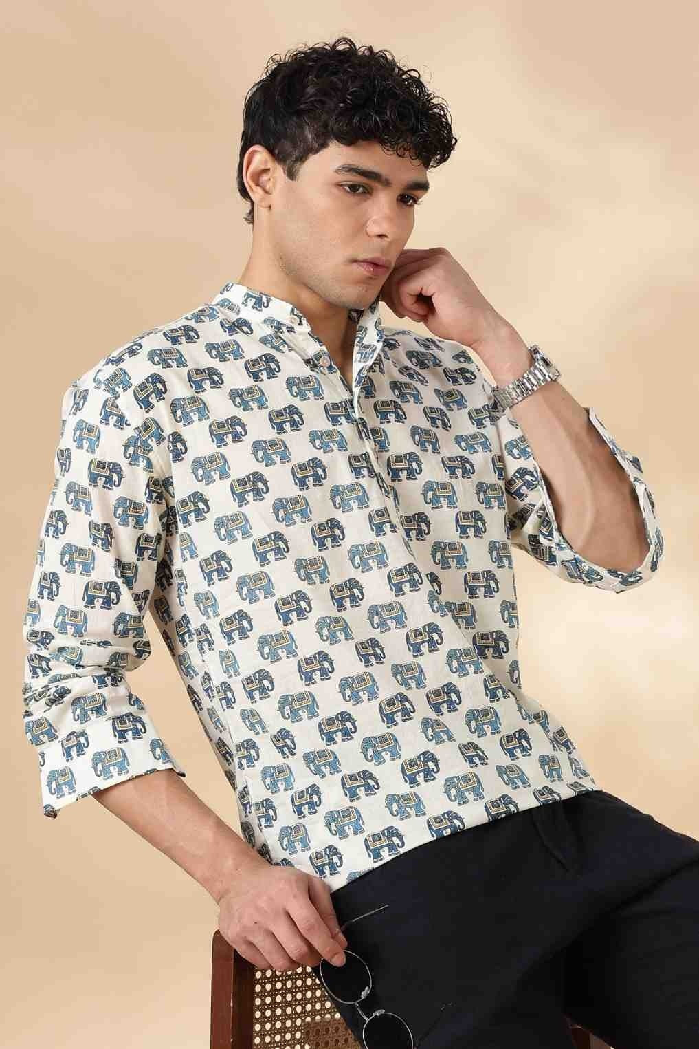 Nama’s Ethnic Cotton Short Kurta for Men