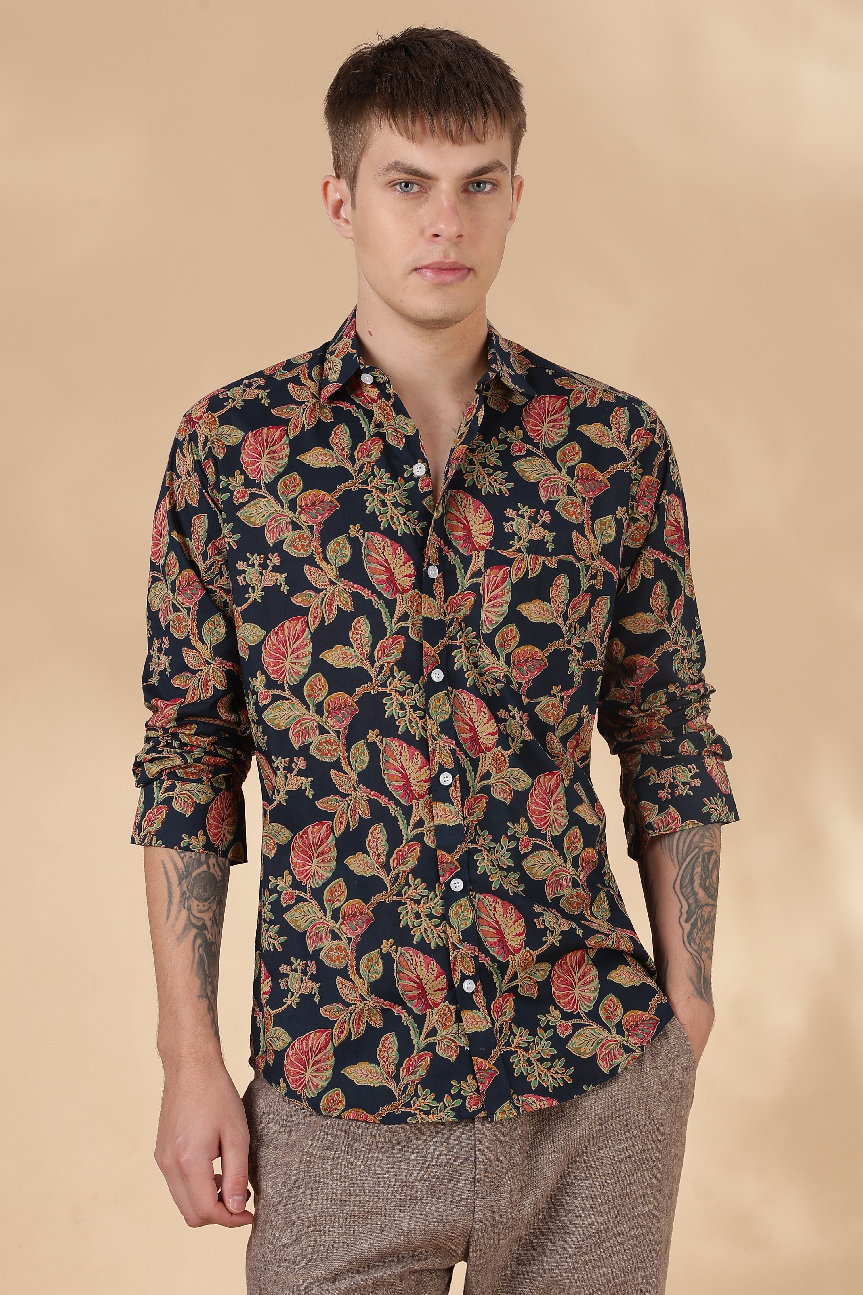 Nama’s Men Full Sleeve Printed Cotton Shirt