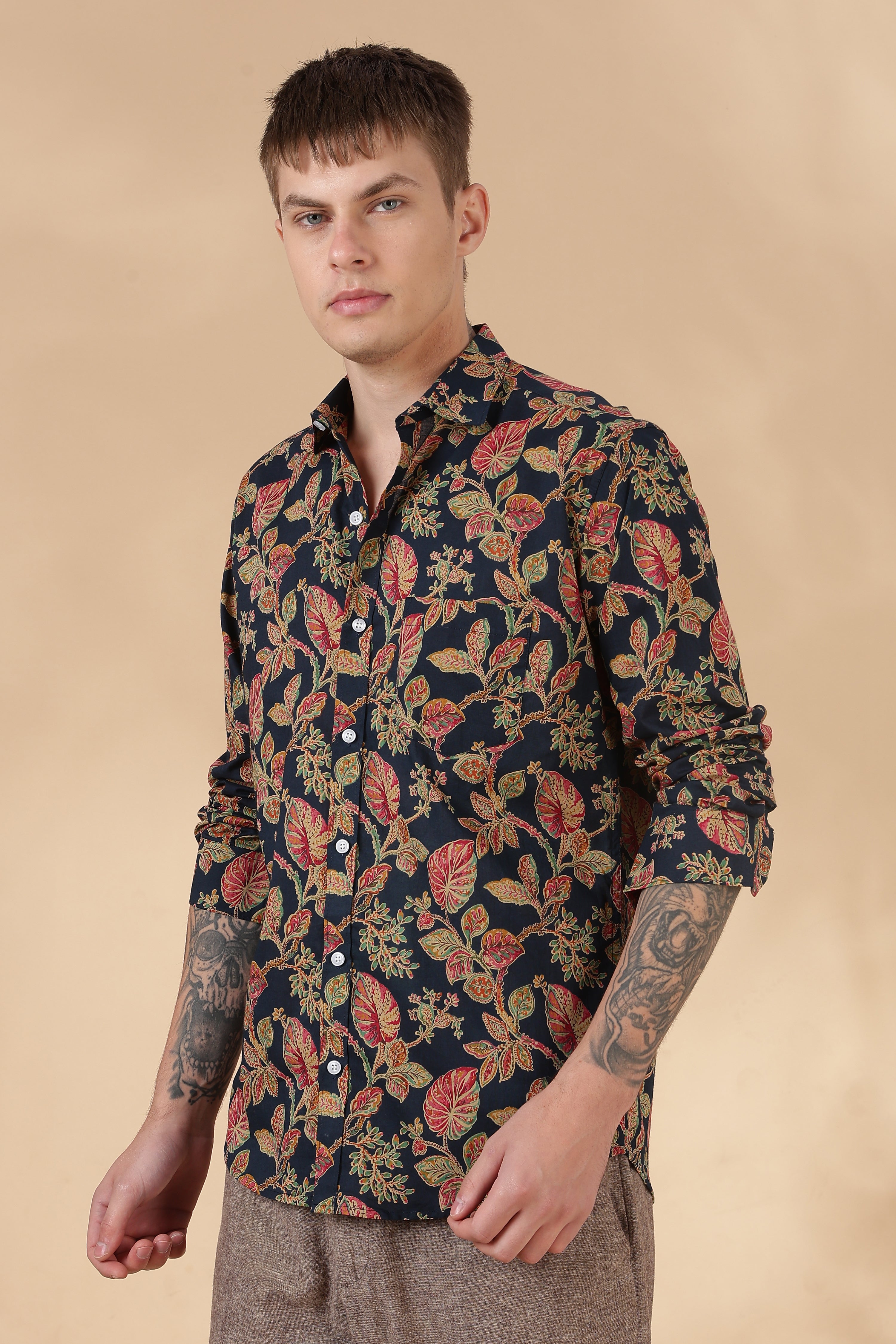 Nama’s Men Full Sleeve Printed Cotton Shirt