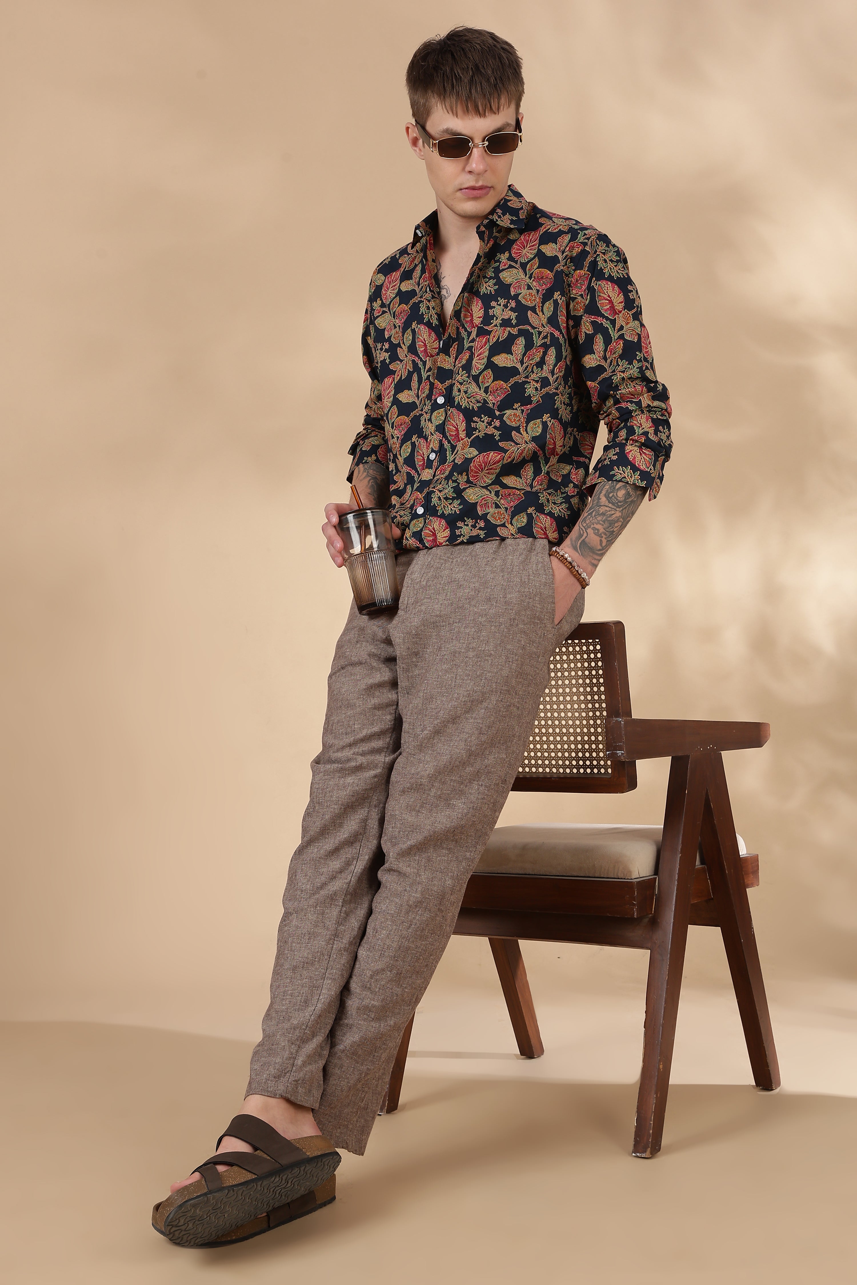 Nama’s Men Full Sleeve Printed Cotton Shirt