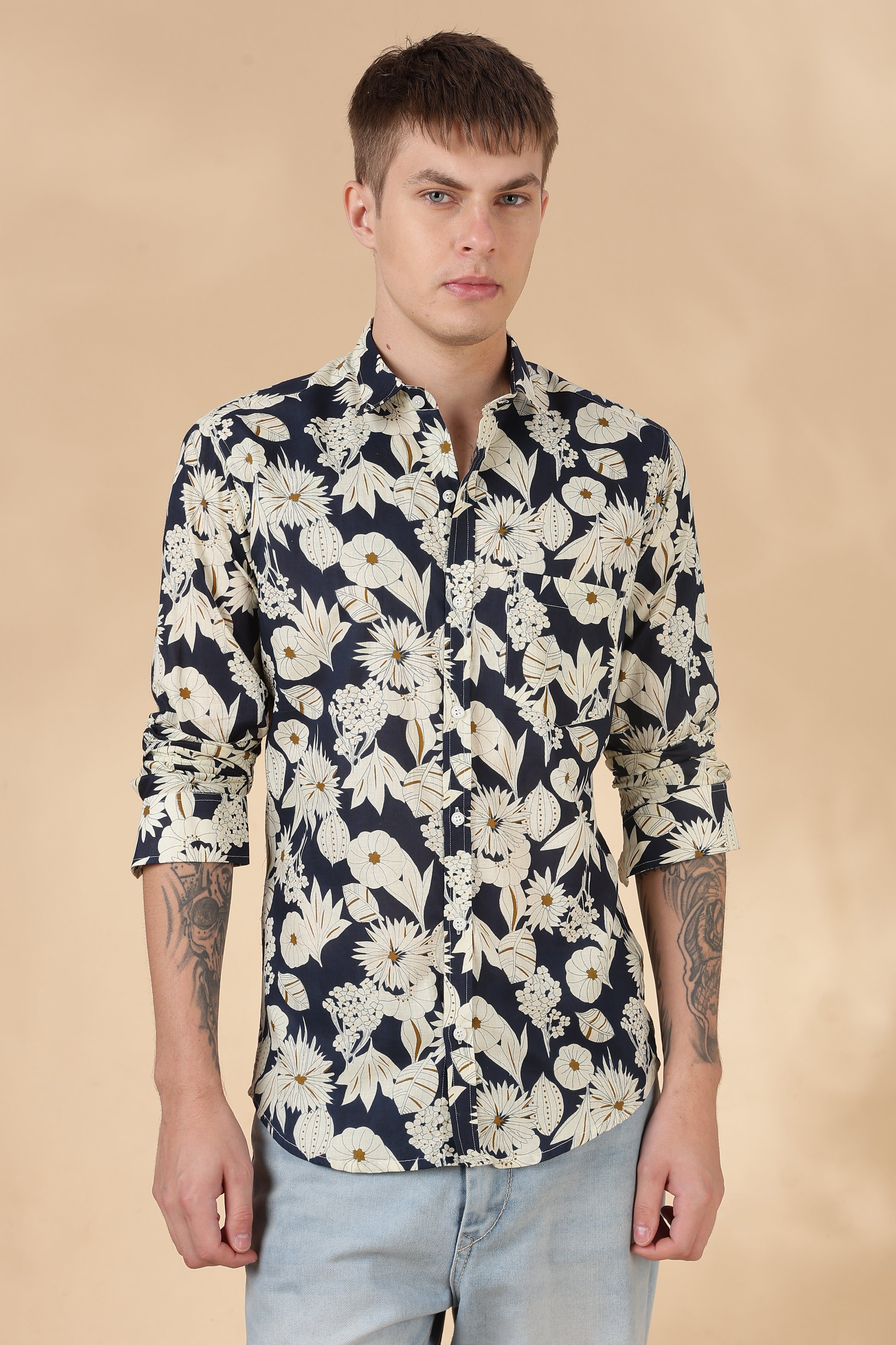 Nama’s Men Full Sleeve Printed Cotton Shirt