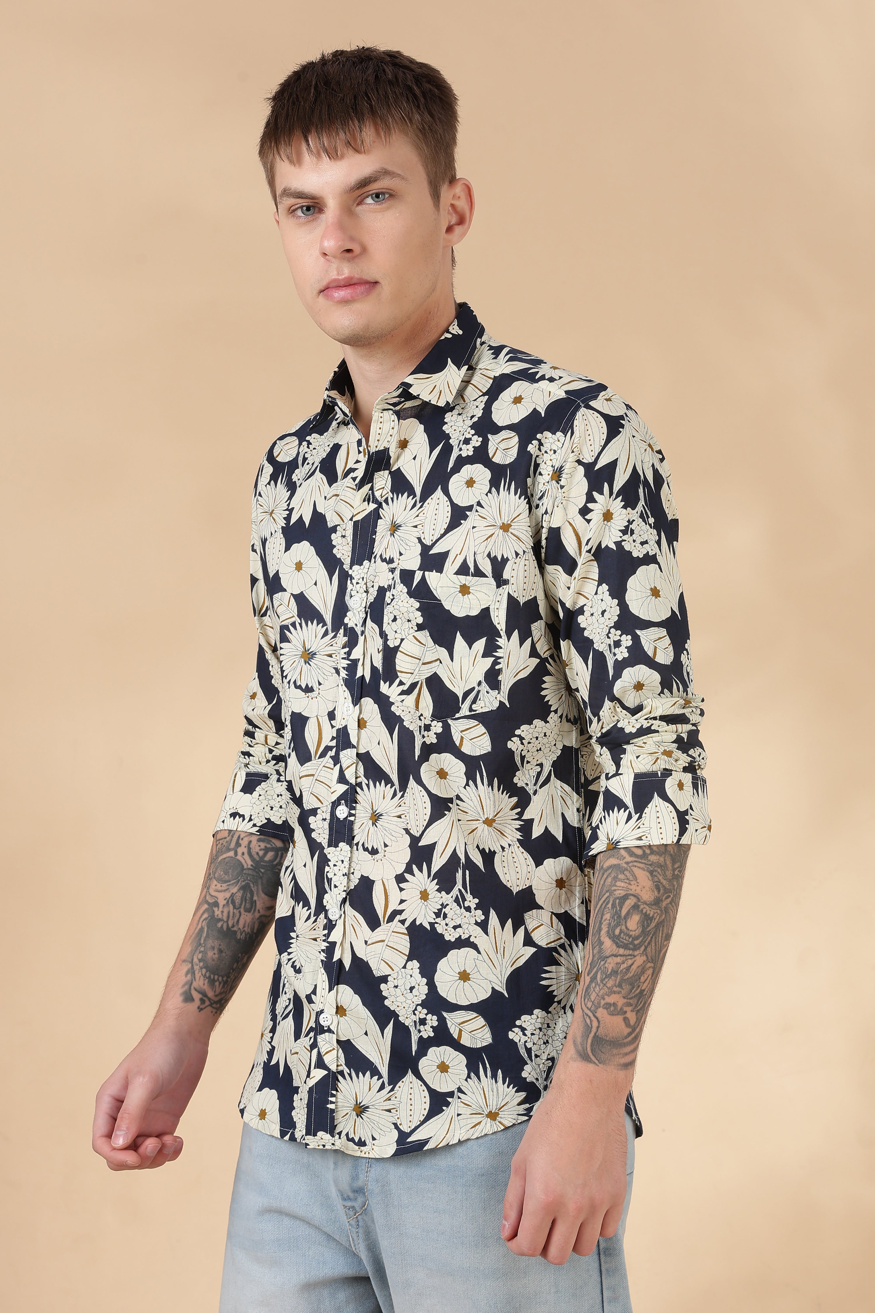 Nama’s Men Full Sleeve Printed Cotton Shirt