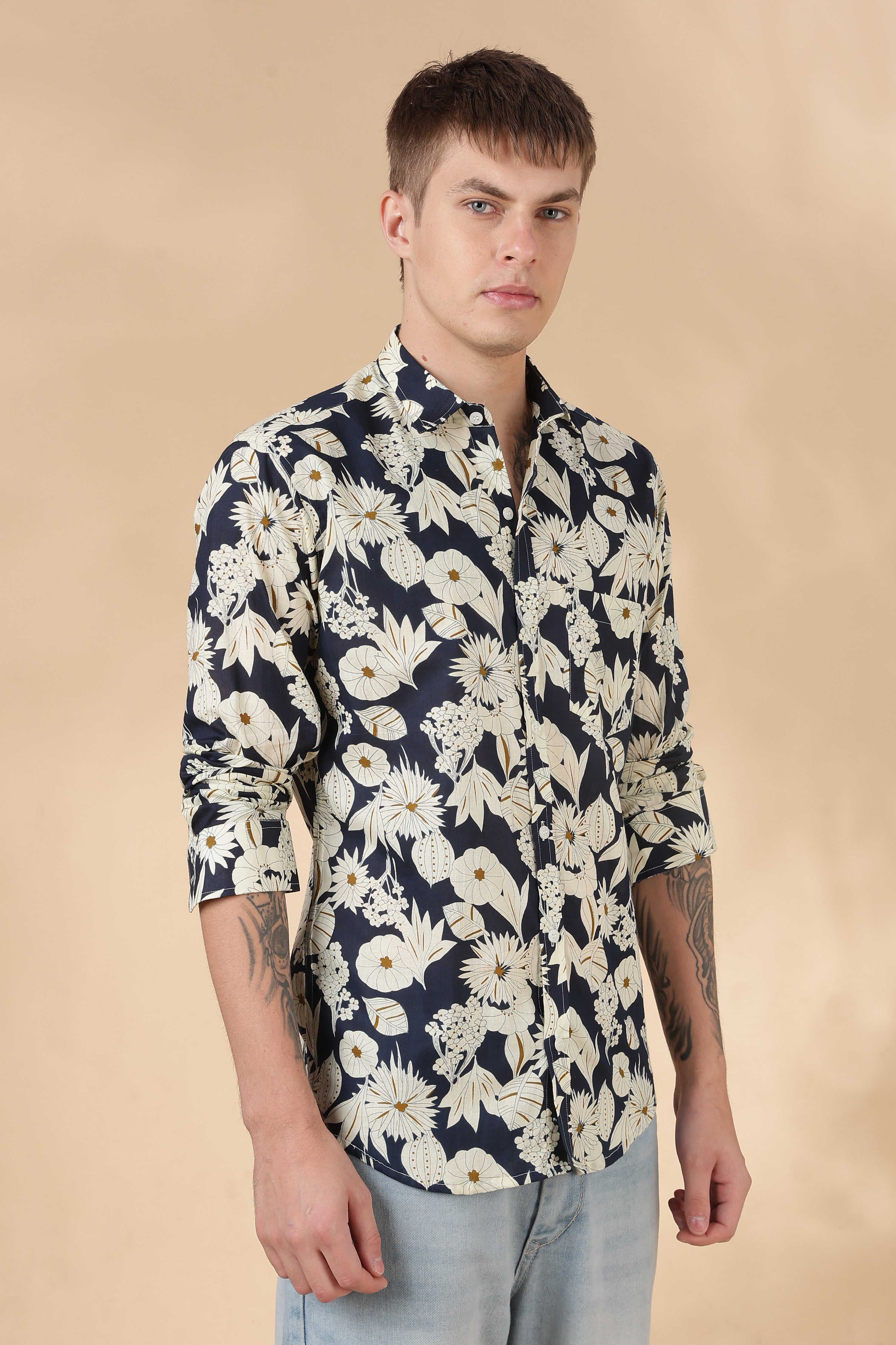 Nama’s Men Full Sleeve Printed Cotton Shirt