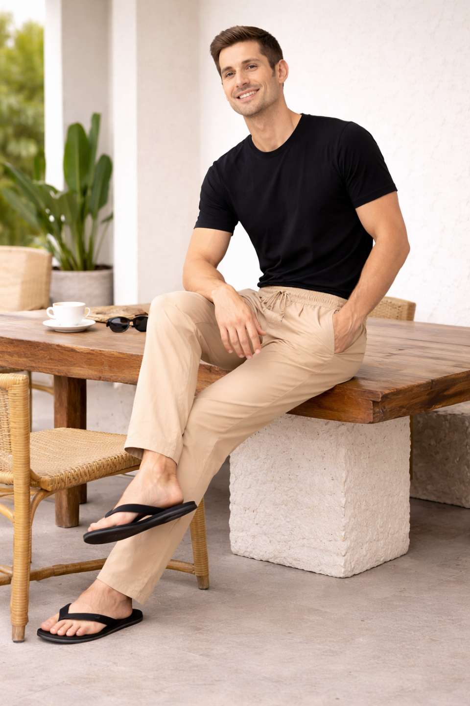 NAMA'S Men Solid Straight Fit Lounge Bottoms
