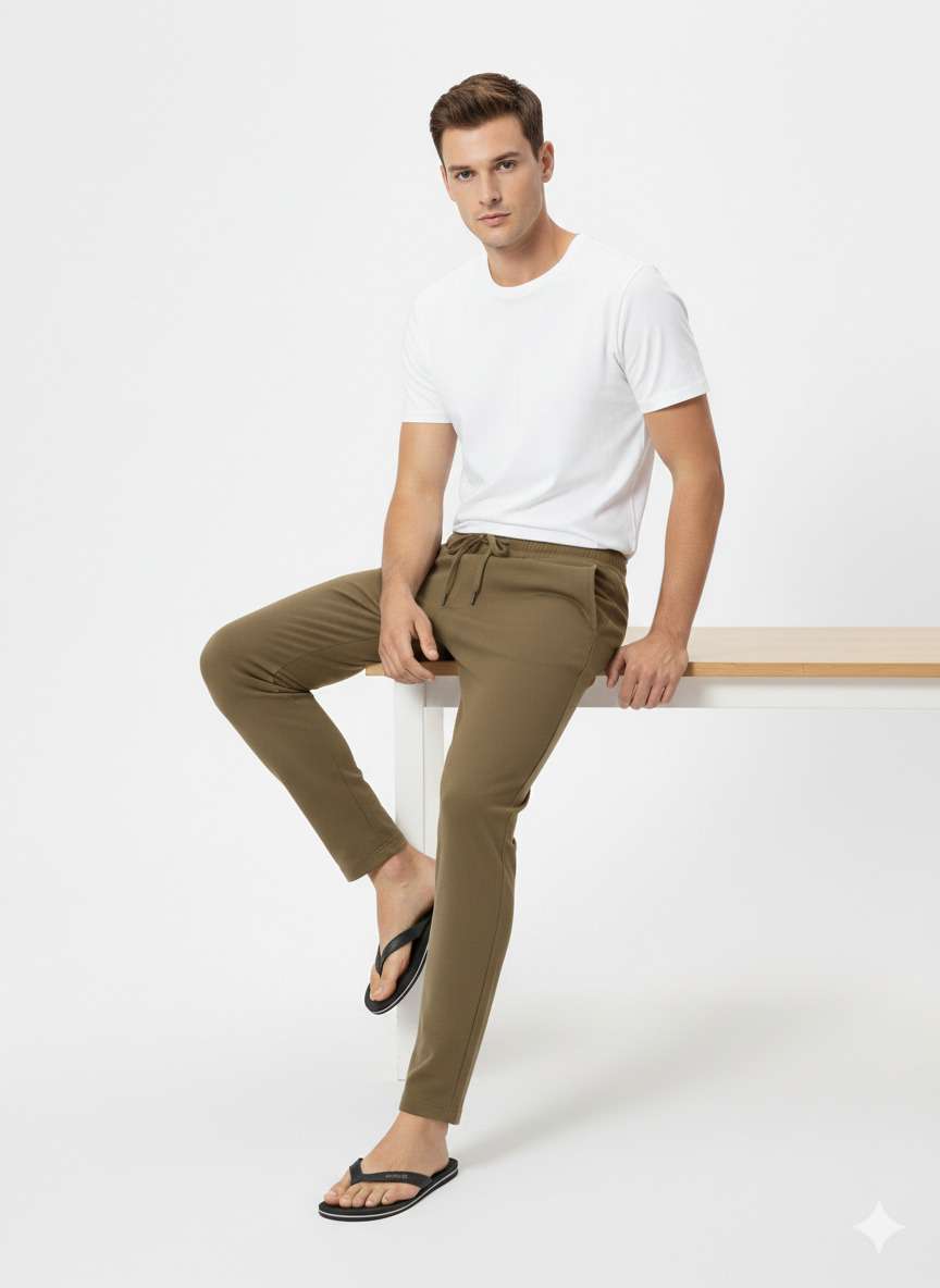 NAMA'S Men Solid Straight Fit Lounge Bottoms
