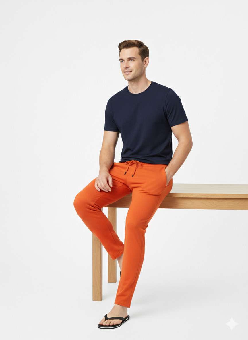 NAMA'S Men Solid Straight Fit Lounge Bottoms