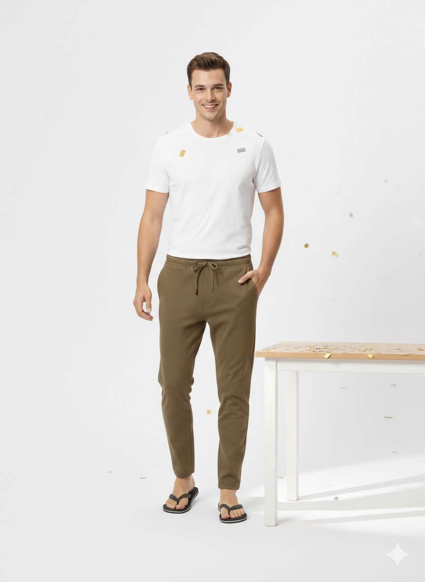 NAMA'S Men Solid Straight Fit Lounge Bottoms