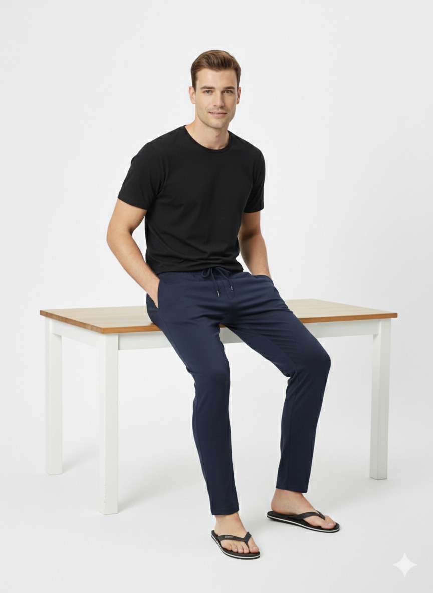 NAMA'S Men Solid Straight Fit Lounge Bottoms