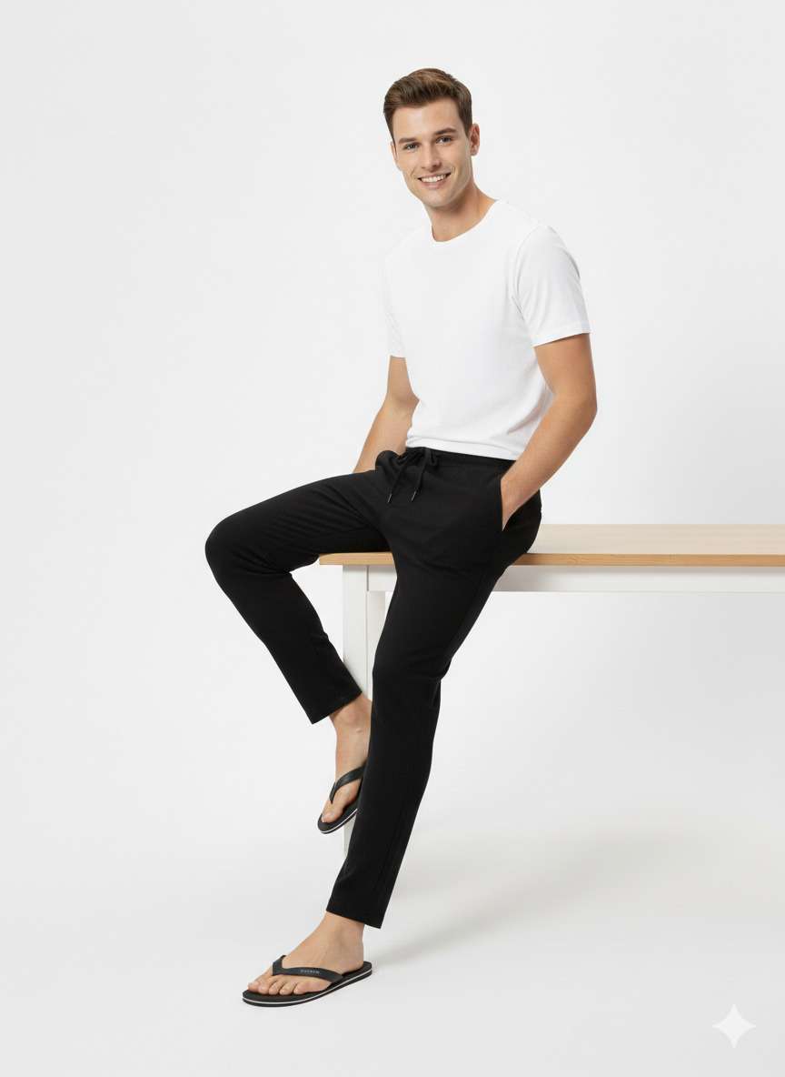 NAMA'S Men Solid Straight Fit Lounge Bottoms