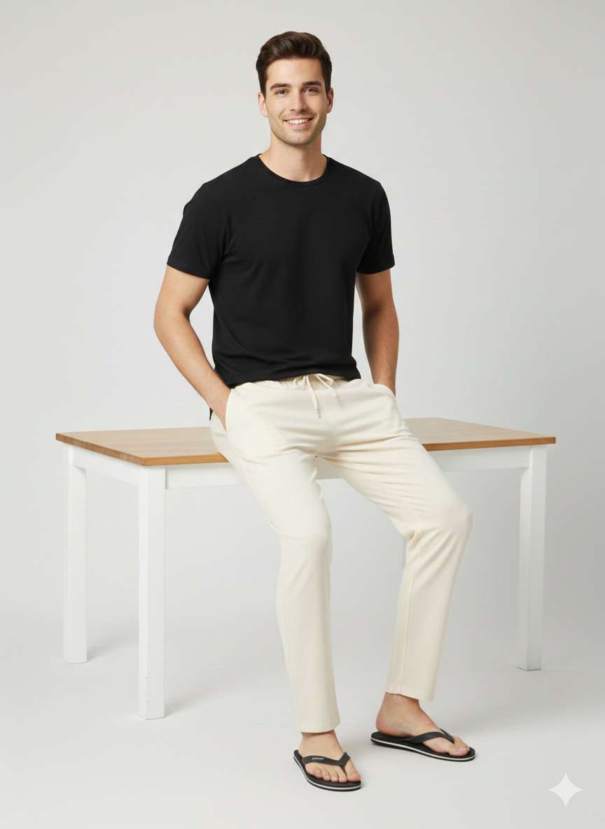 NAMA'S Men Solid Straight Fit Lounge Bottoms