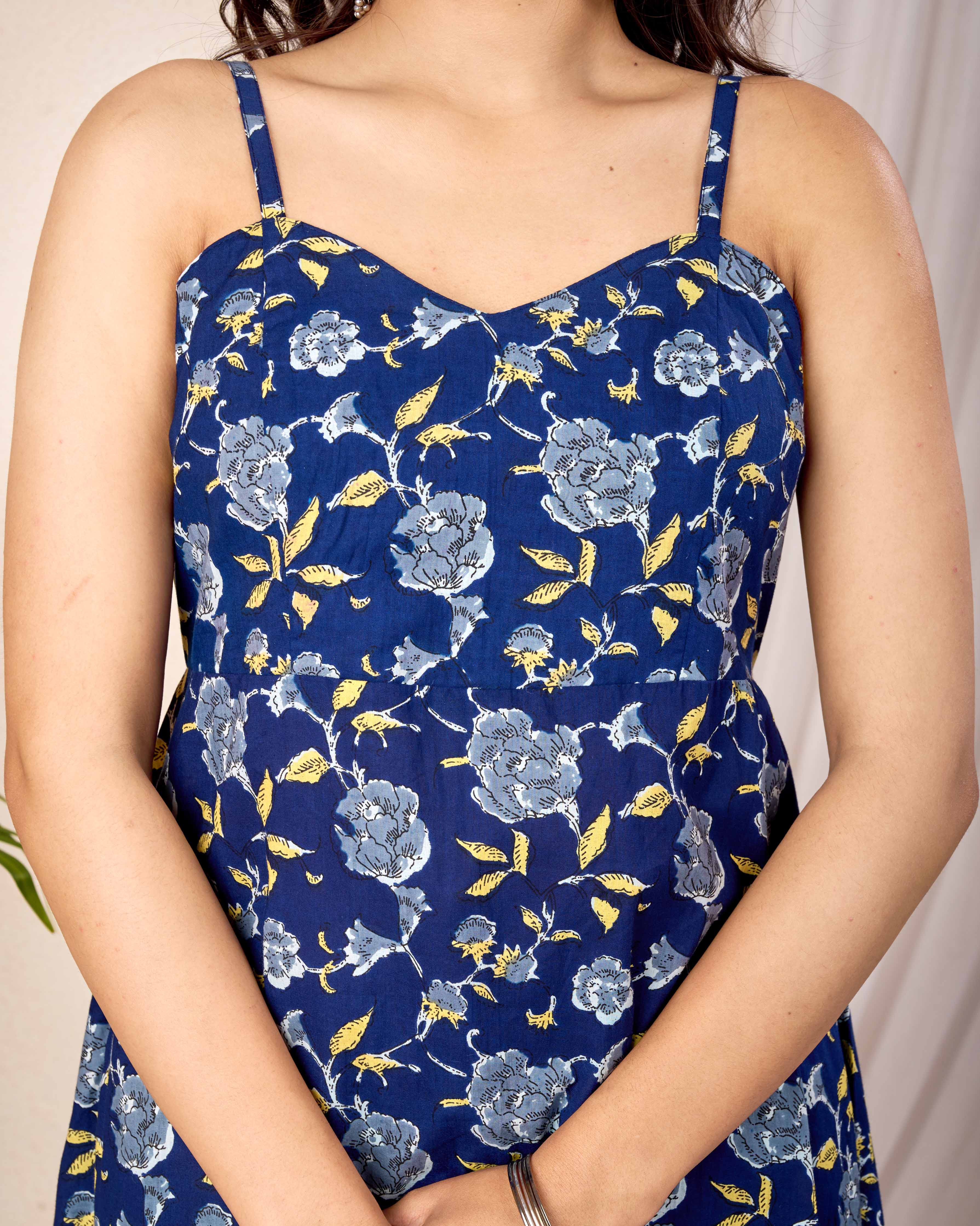 BLUE ORCHID HAND CRAFTED FLORAL COTTON  SUIT SET