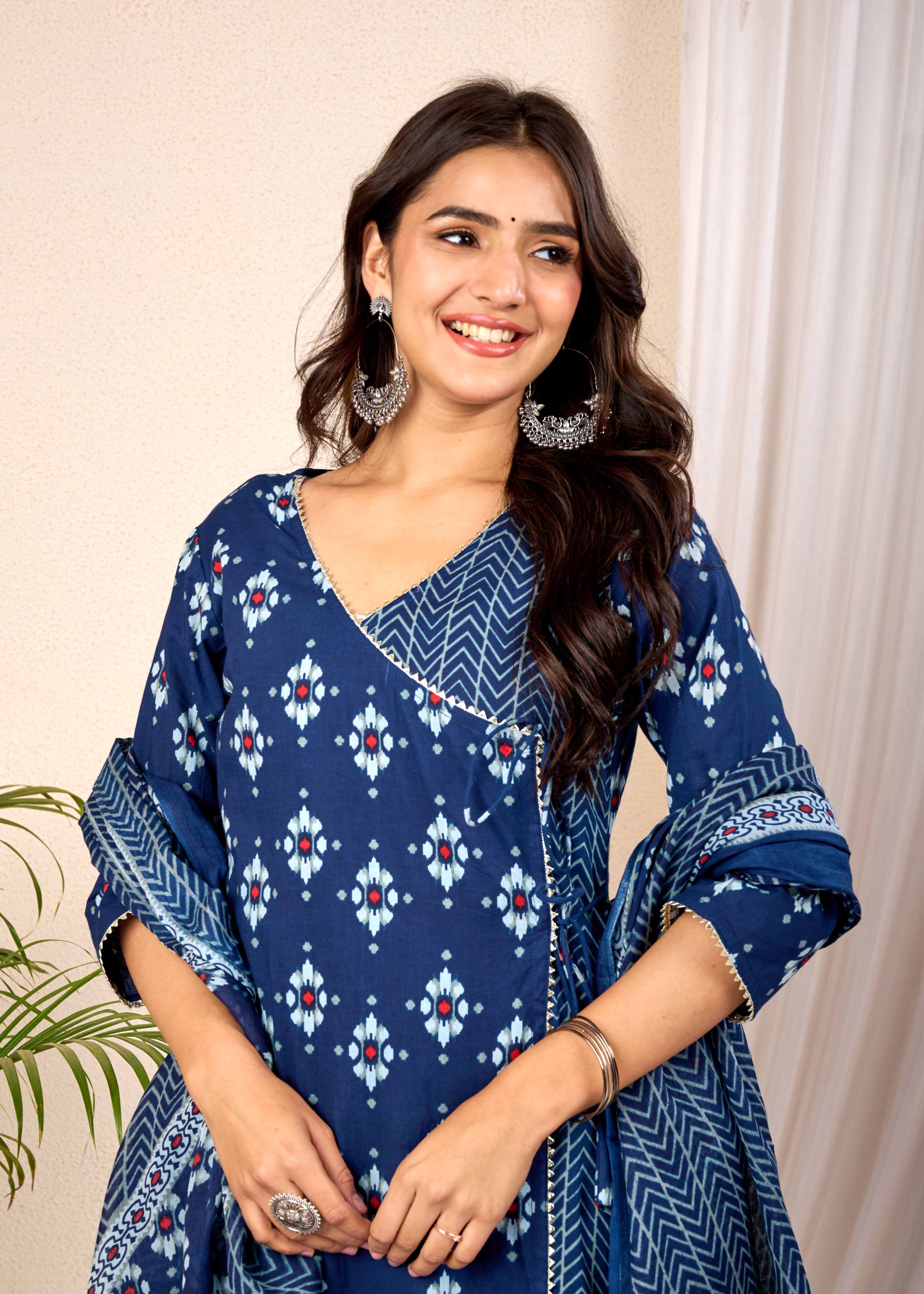 EMPIRE BLUE HAND CRAFTED ANGRAKHA COTTON SUIT SET