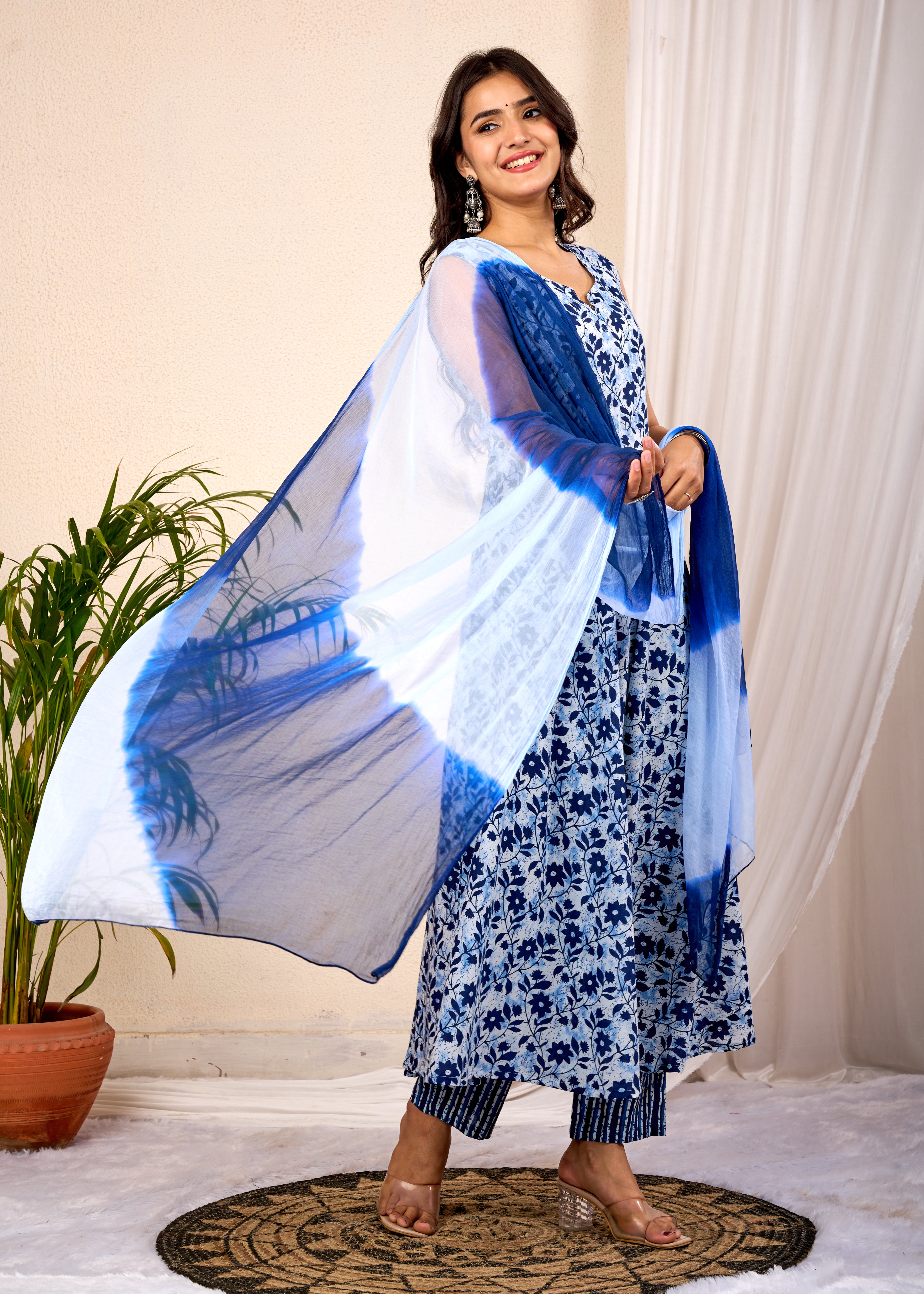 OXFORD BLUE HAND CRAFTED COTTON SUIT SET