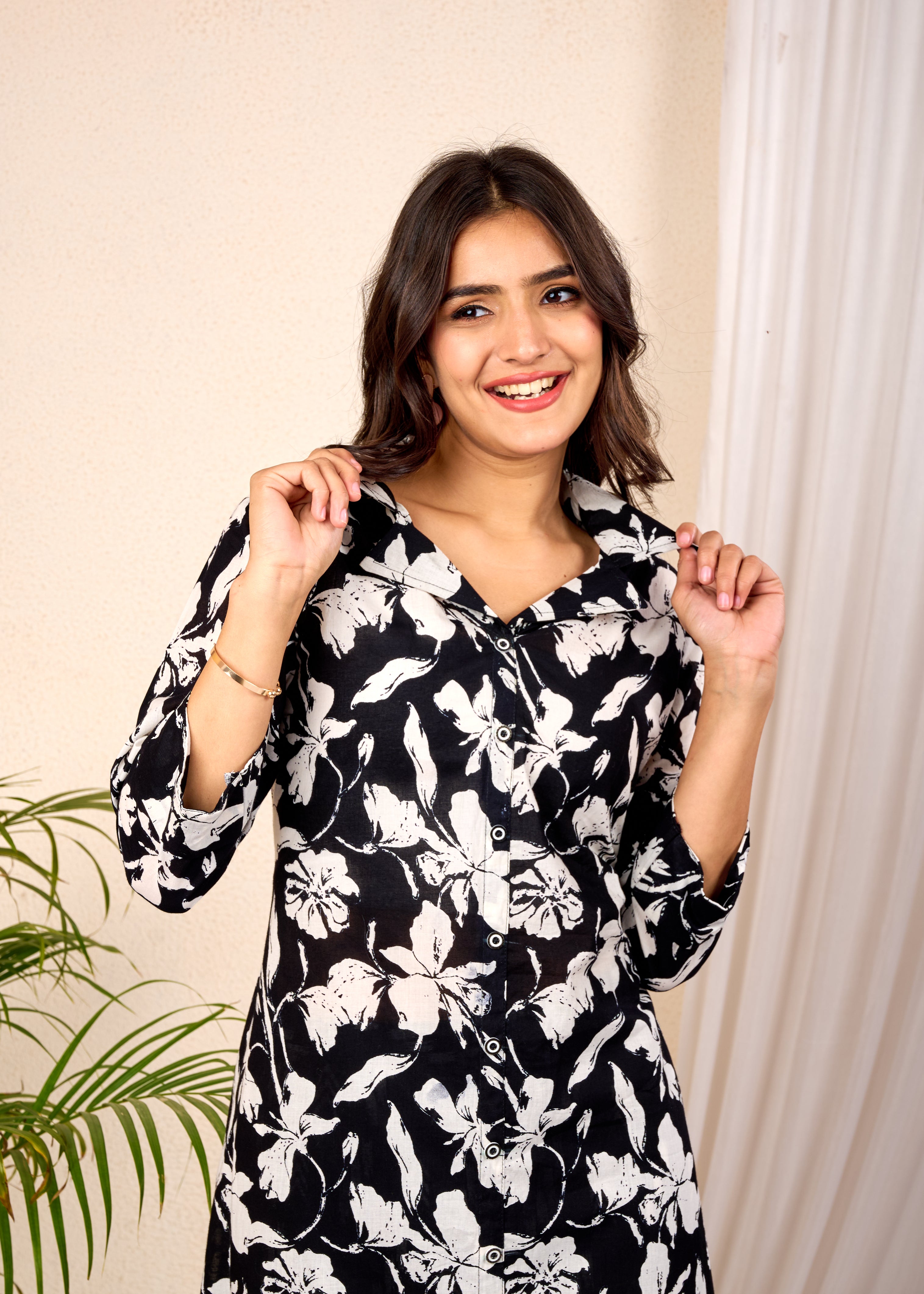 NIHAYAT NAVY HAND CRAFTED COTTON  CO-OD SET