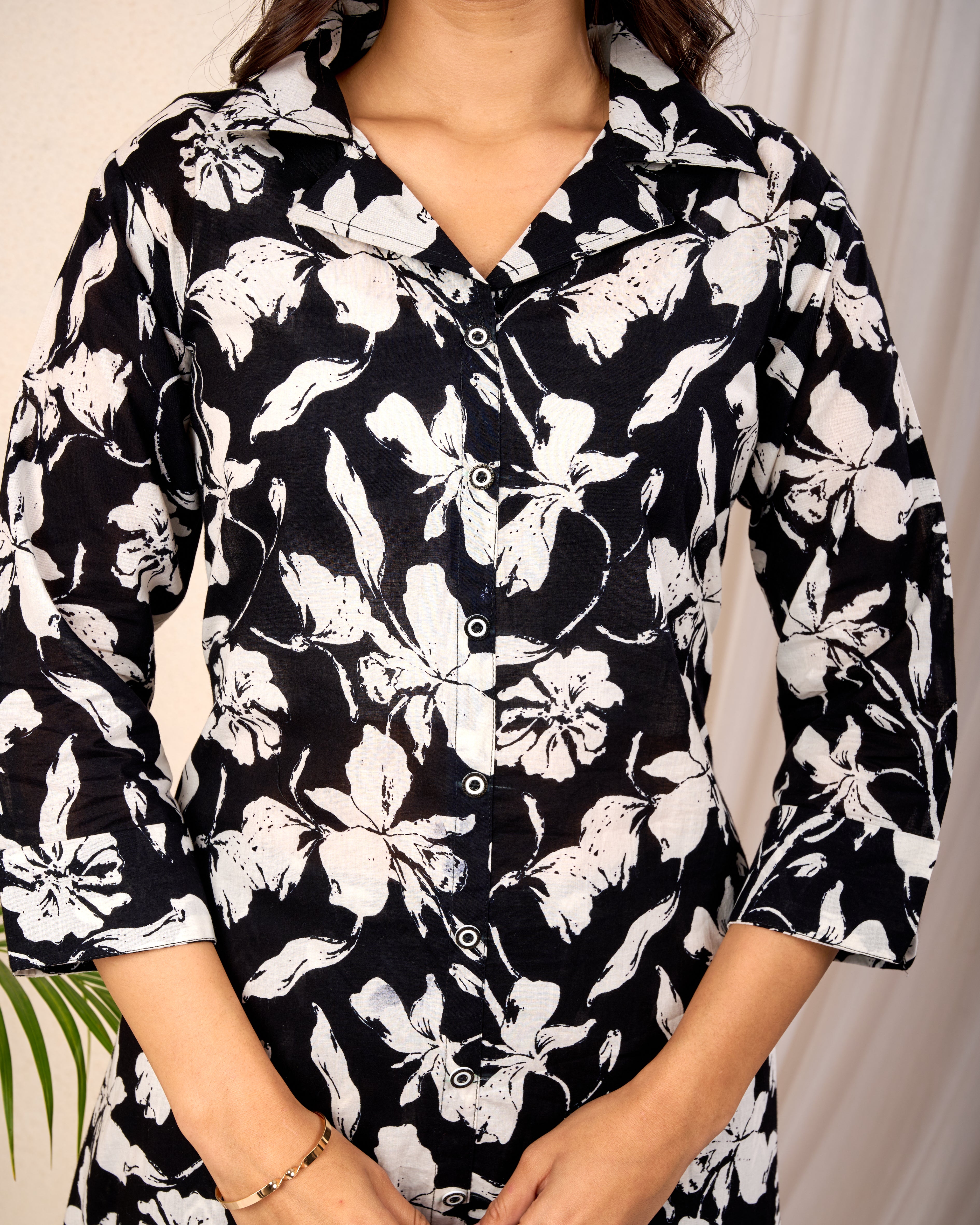 NIHAYAT NAVY HAND CRAFTED COTTON  CO-OD SET