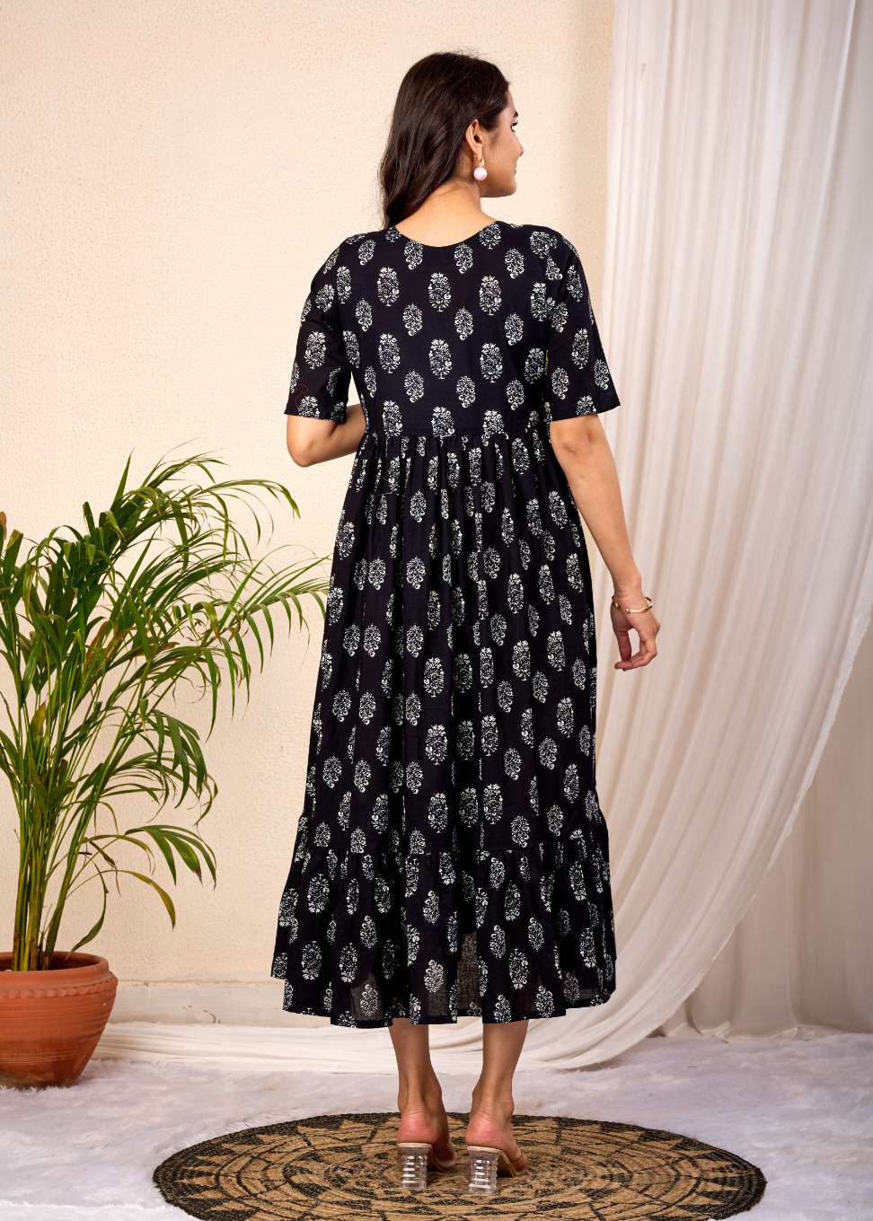 Nama’s Women Floral Printed Flared Midi Dress