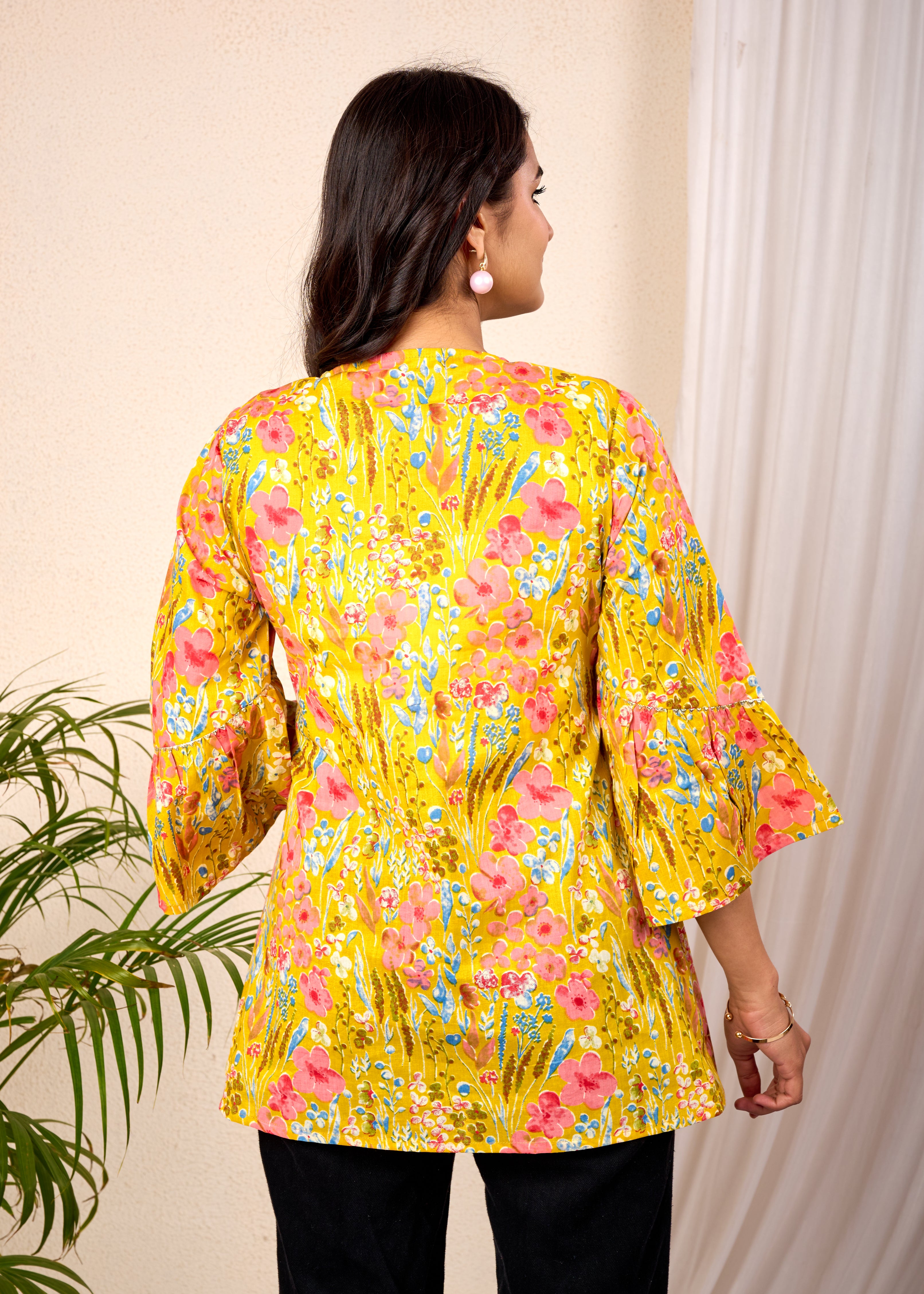 DAFFODIL LIGHT HAND CRAFTED COTTON PEPLUM TOP