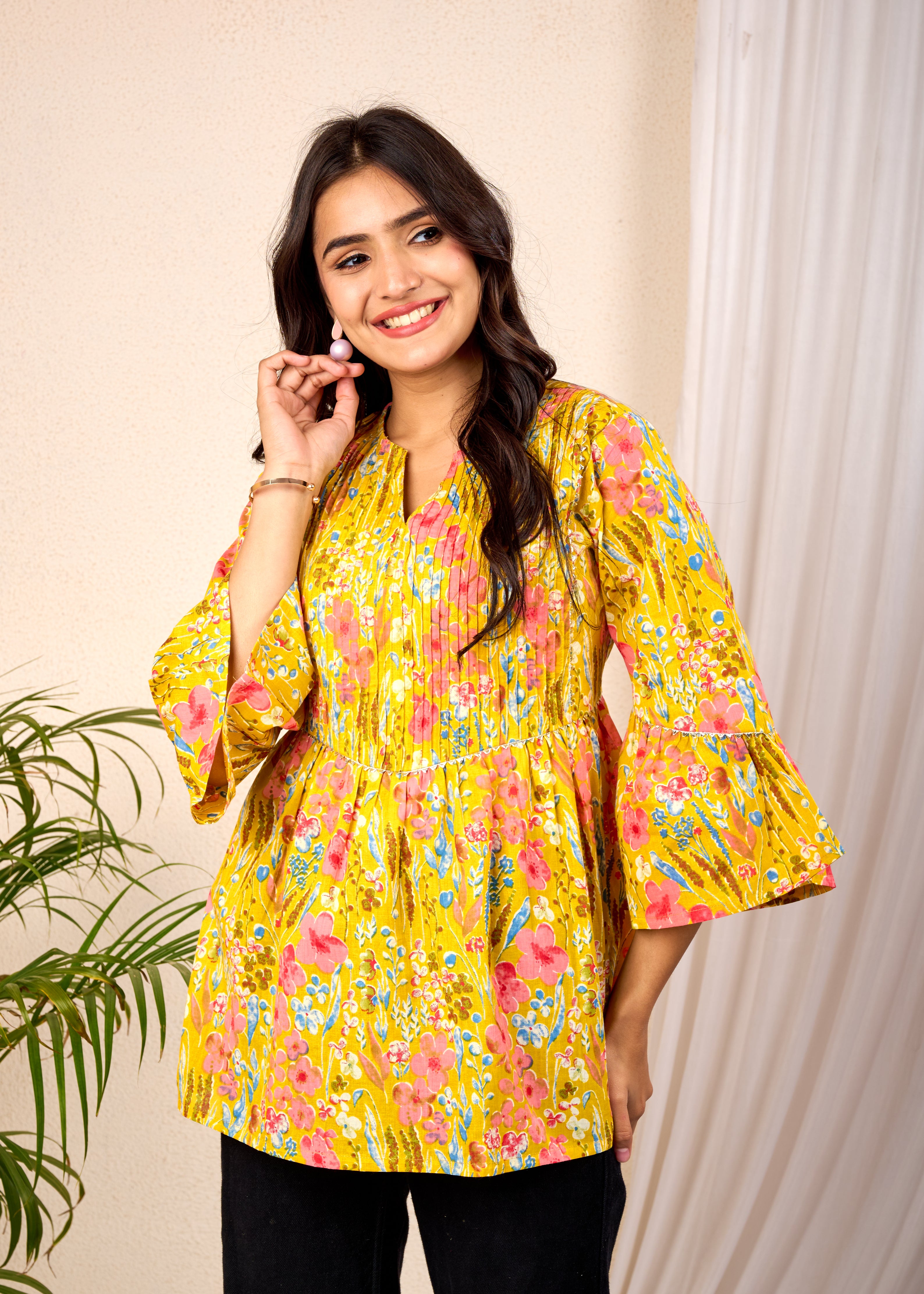 DAFFODIL LIGHT HAND CRAFTED COTTON PEPLUM TOP