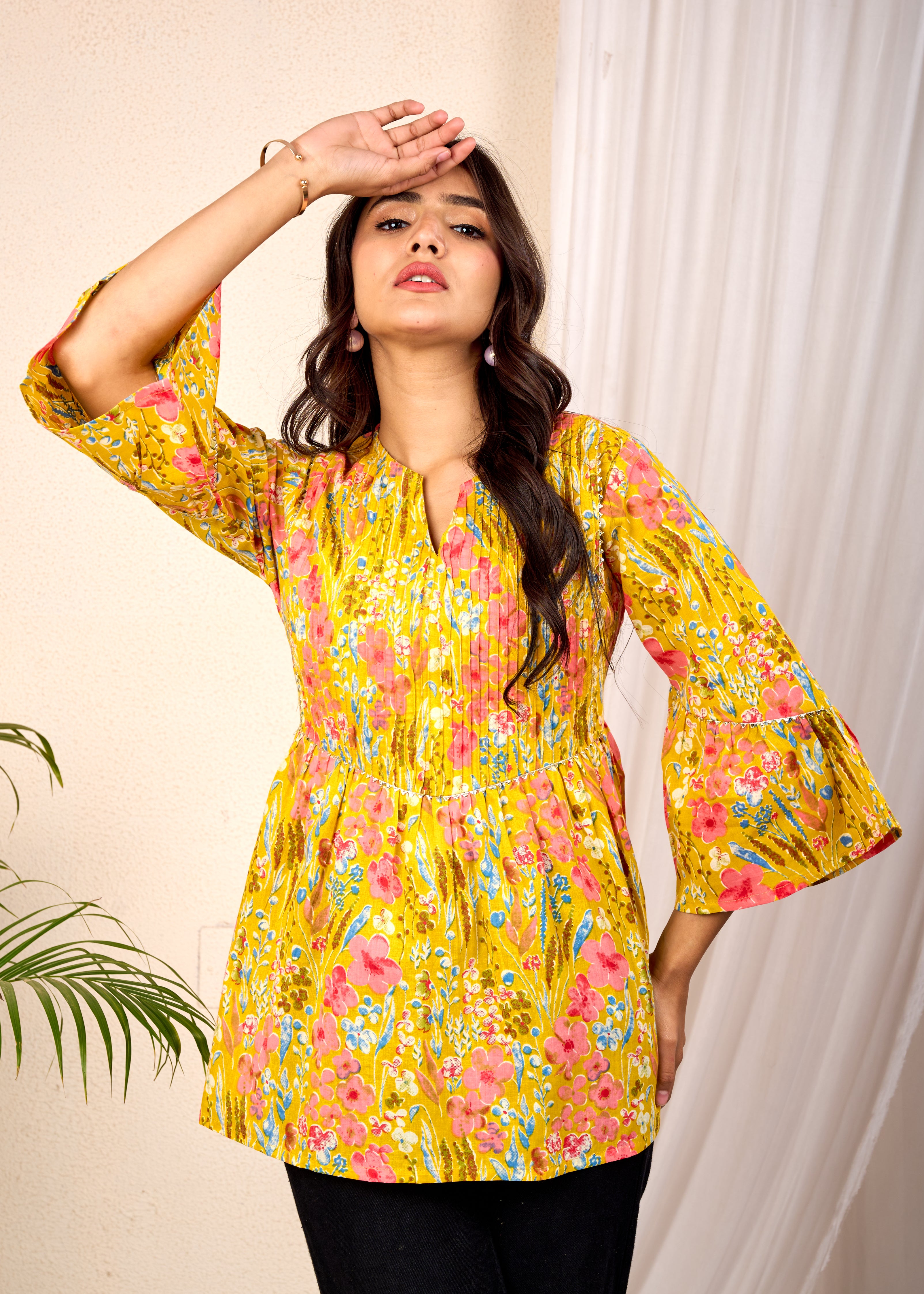 DAFFODIL LIGHT HAND CRAFTED COTTON PEPLUM TOP – Namasjaipur.com