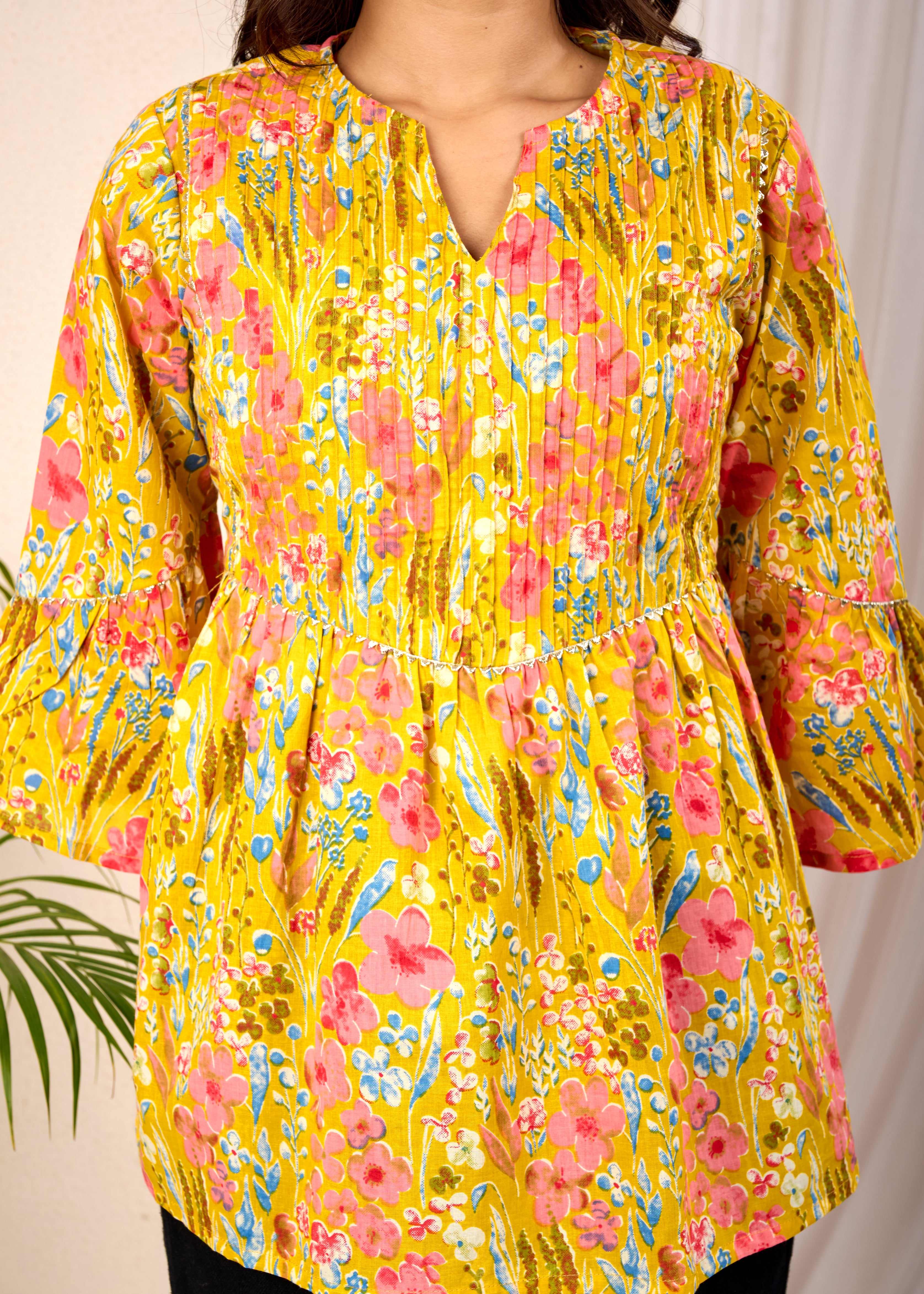 DAFFODIL LIGHT HAND CRAFTED COTTON PEPLUM TOP