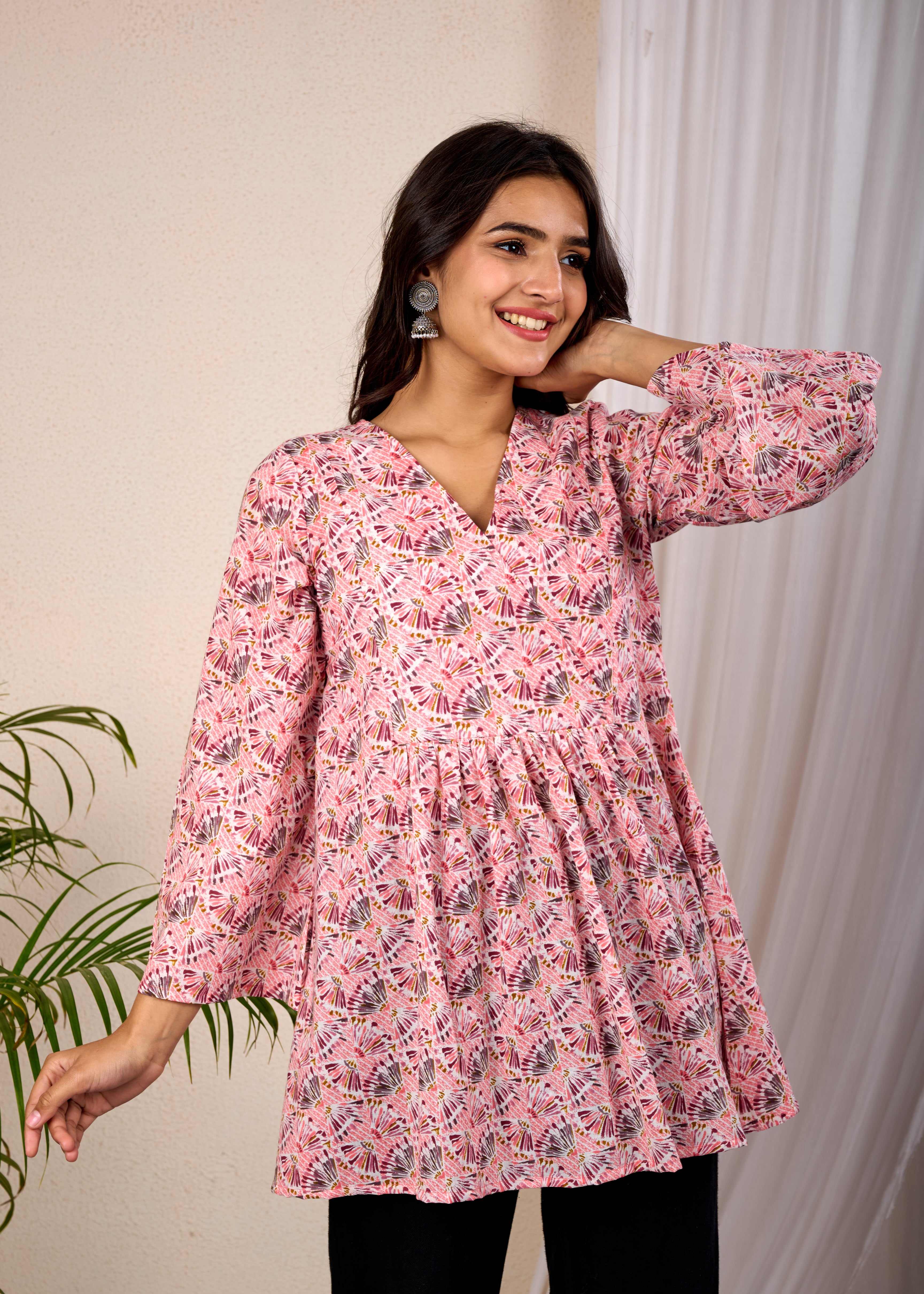 TARANG PASTEL HAND CRAFTED COTTON SHORT KURTI