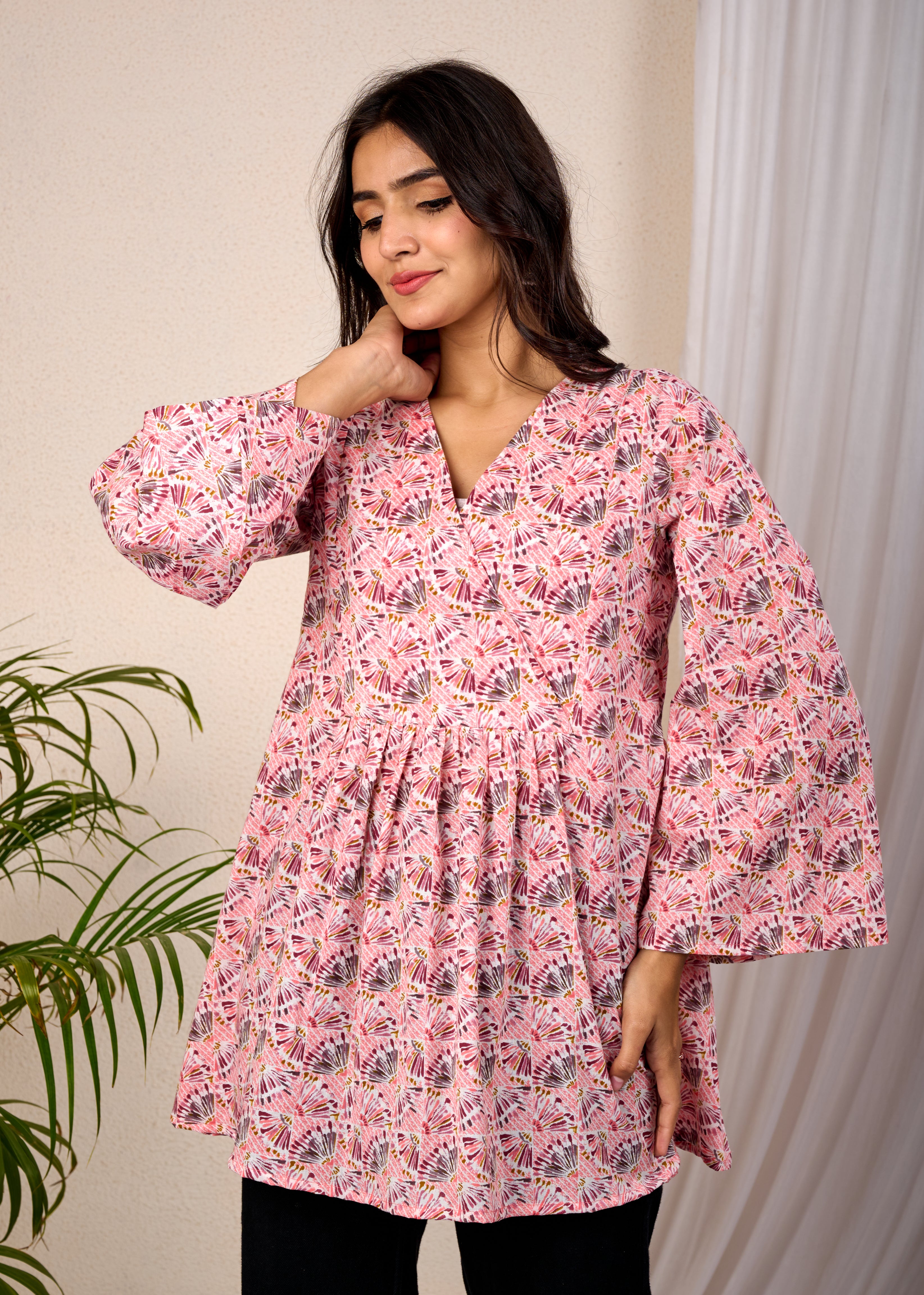 TARANG PASTEL HAND CRAFTED COTTON SHORT KURTI