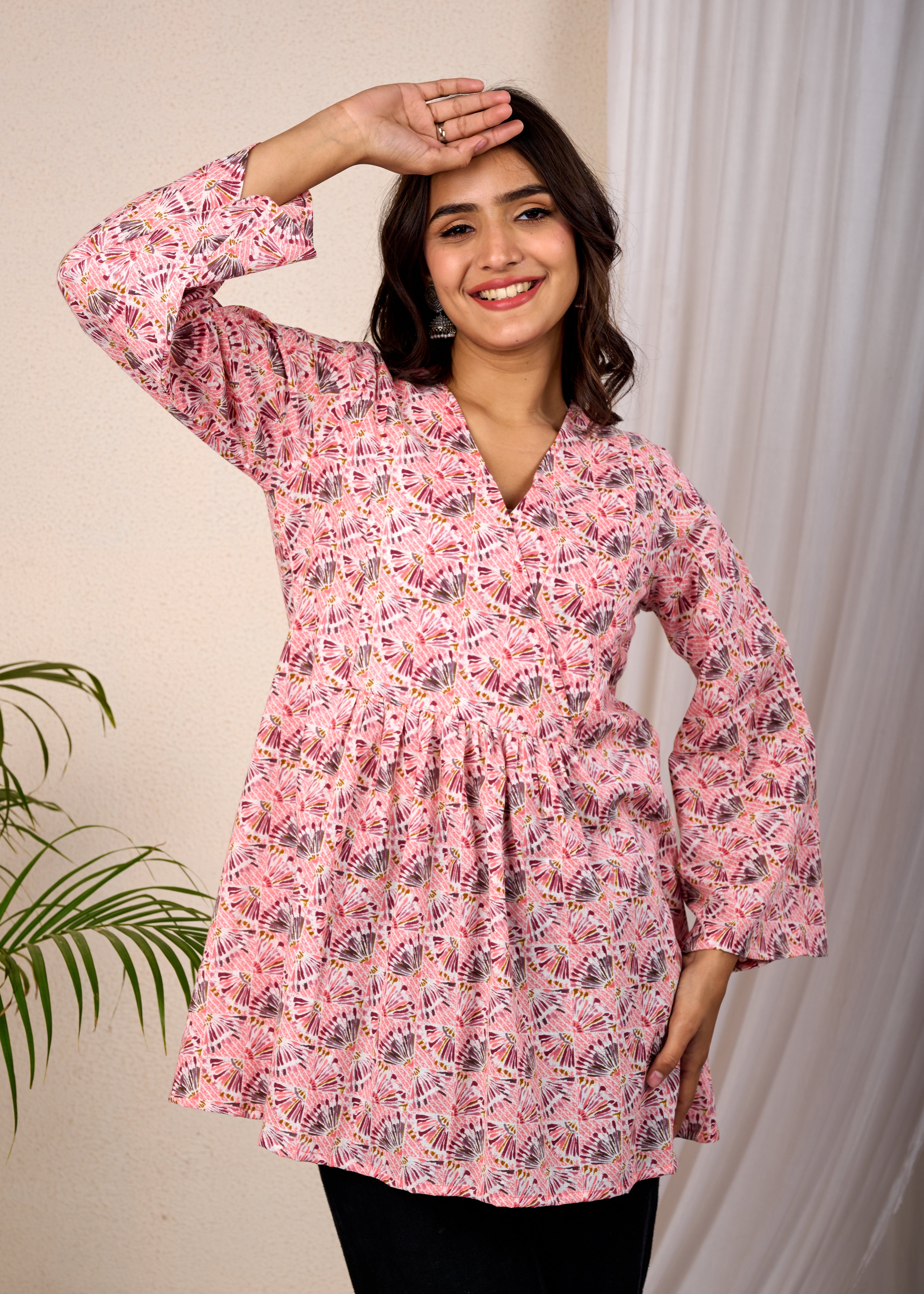 TARANG PASTEL HAND CRAFTED COTTON SHORT KURTI