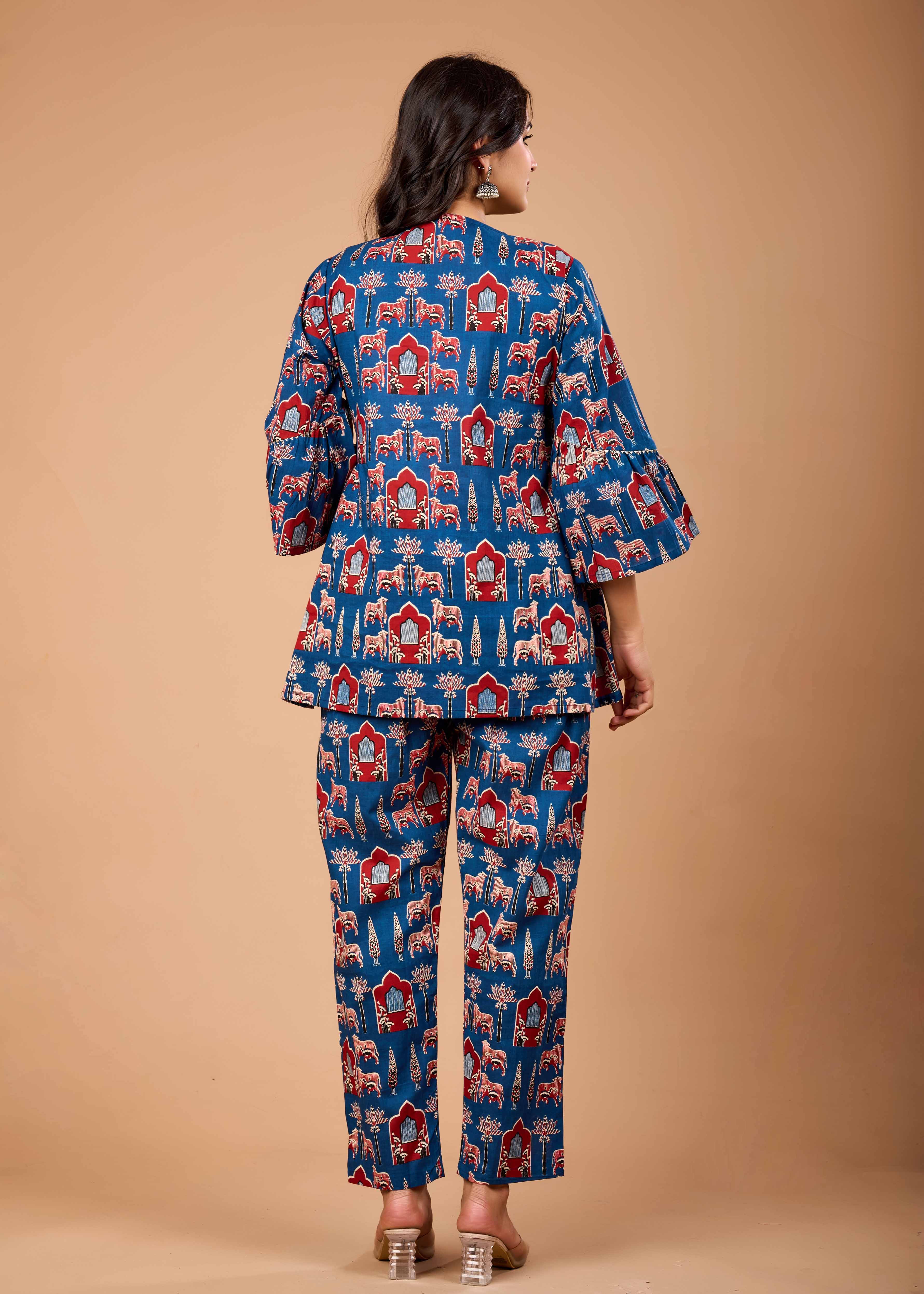 RIWAAZ BLUE HAND CRAFTED COTTON CO-OD SET