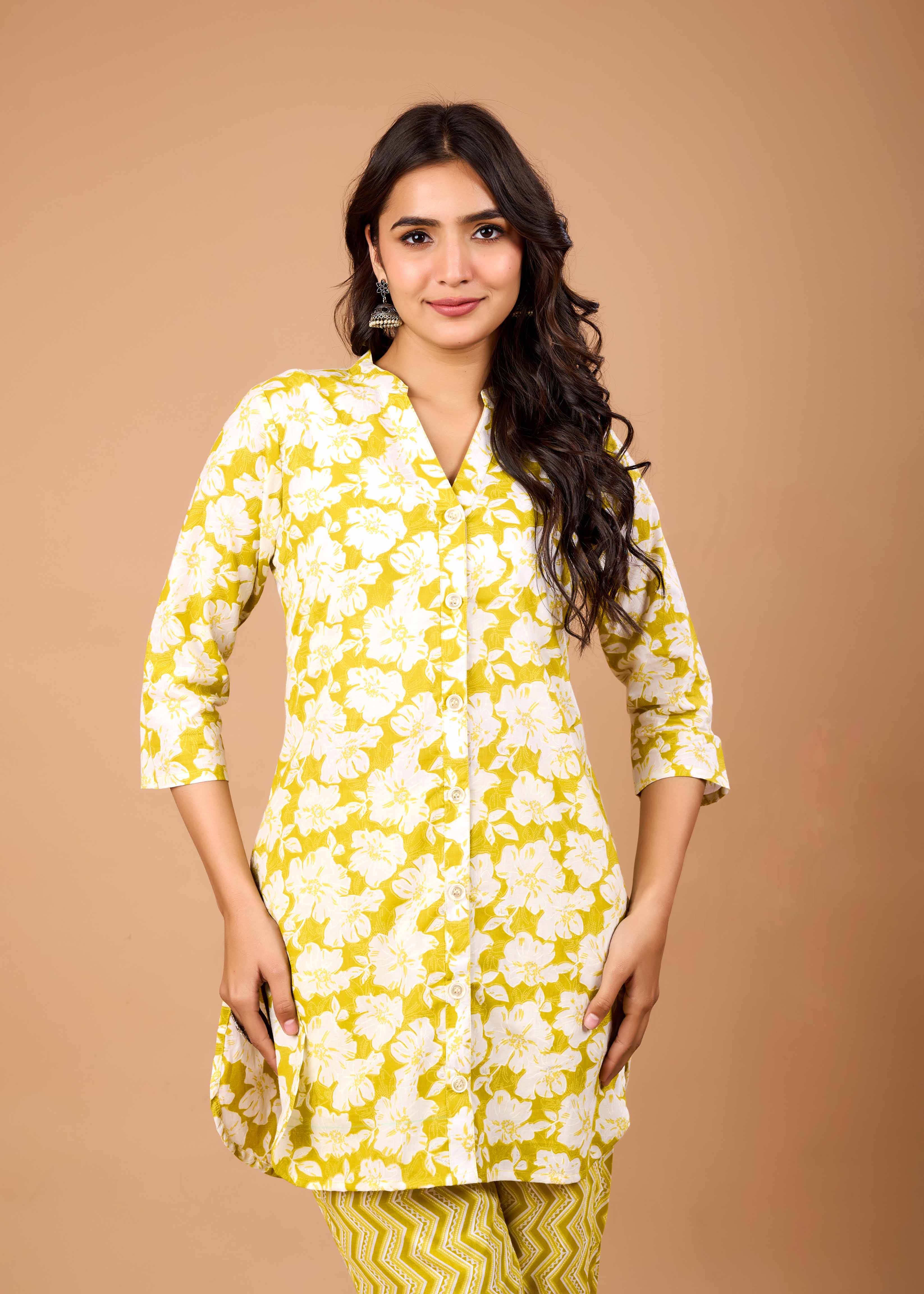 AAIRA YELLOW HAND CRAFTED COTTON CO-OD SET