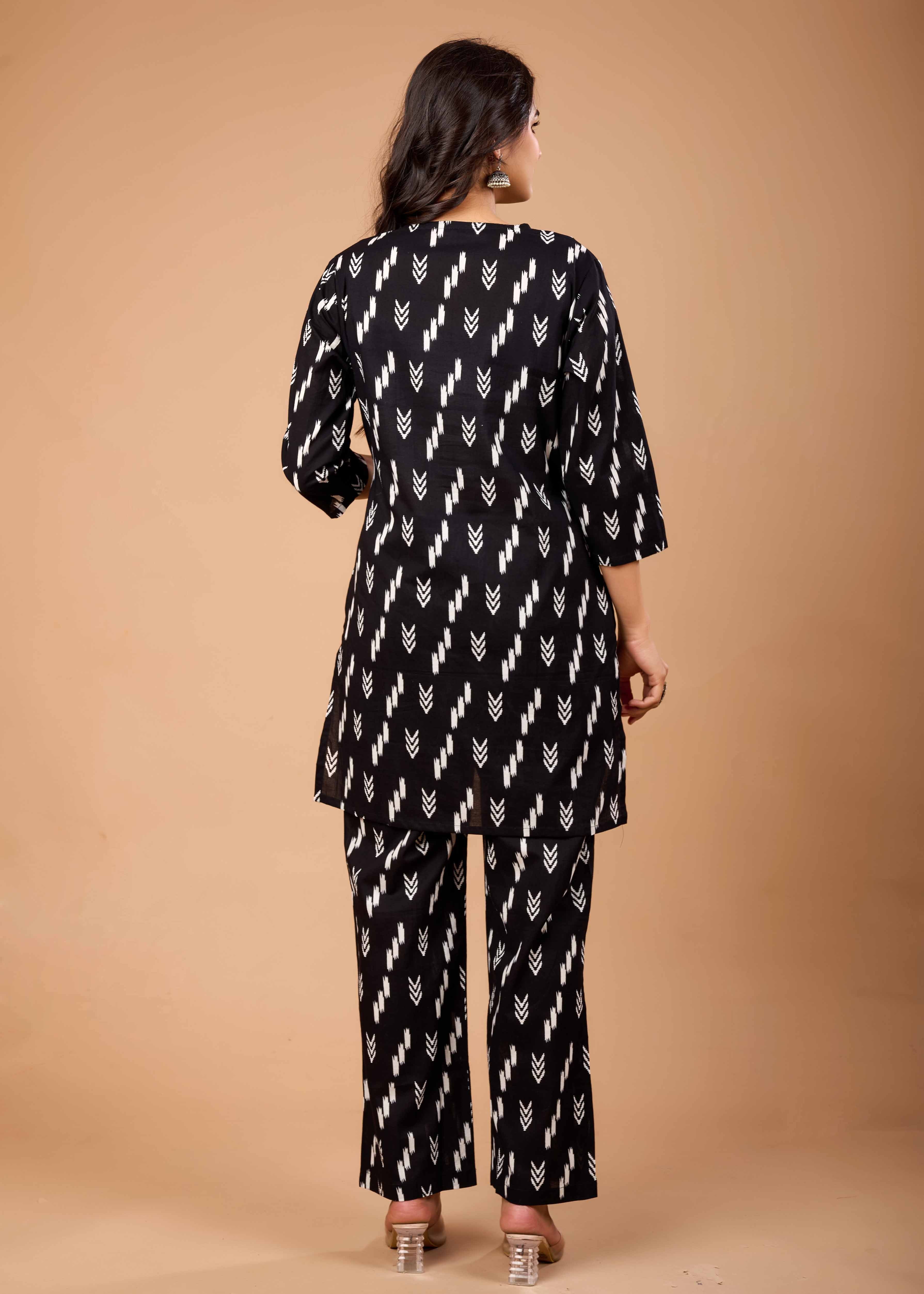 KALKI BLACK HAND CRAFTED COTTON CO-OD SET