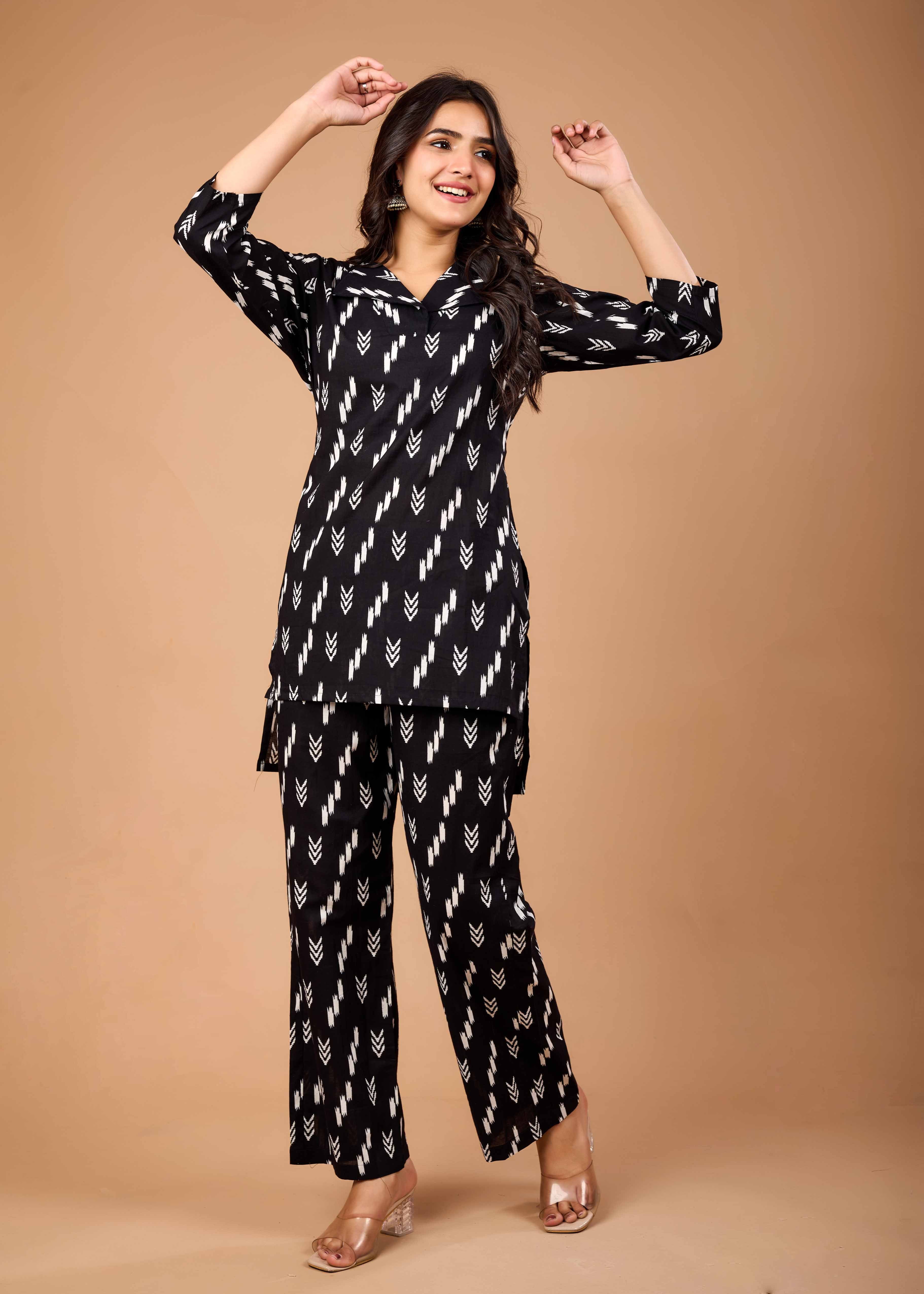 KALKI BLACK HAND CRAFTED COTTON CO-OD SET