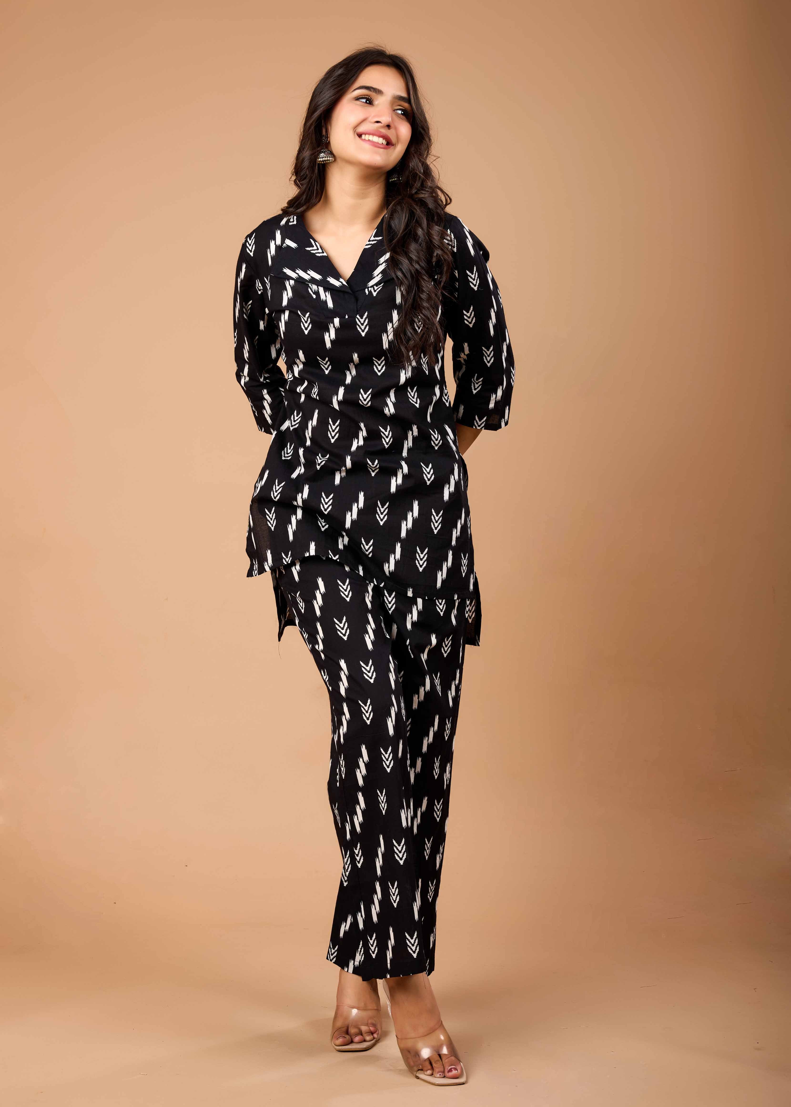 KALKI BLACK HAND CRAFTED COTTON CO-OD SET