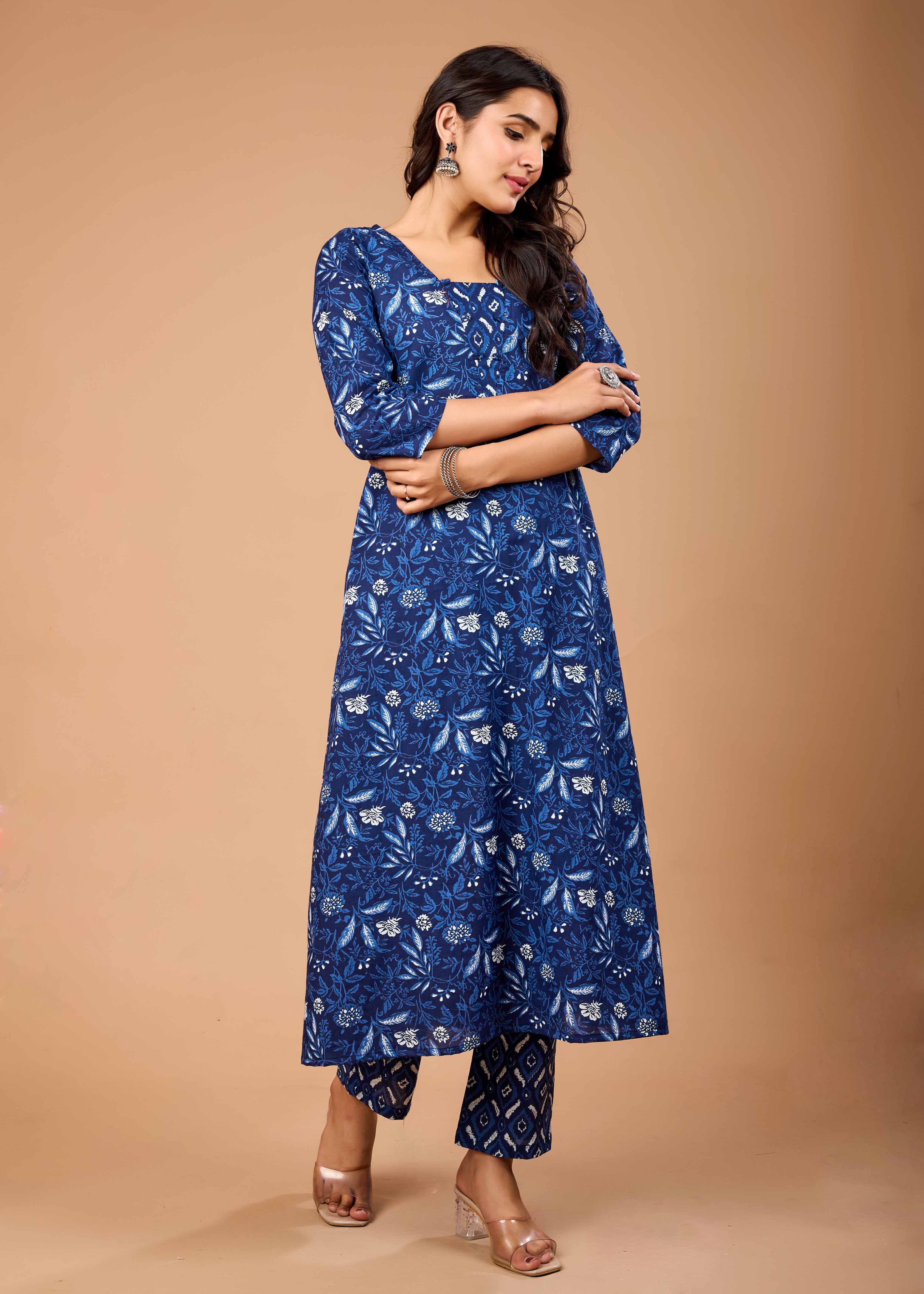 PERIWINKLE BLUE HAND CRAFTED COTON CO-OD SET