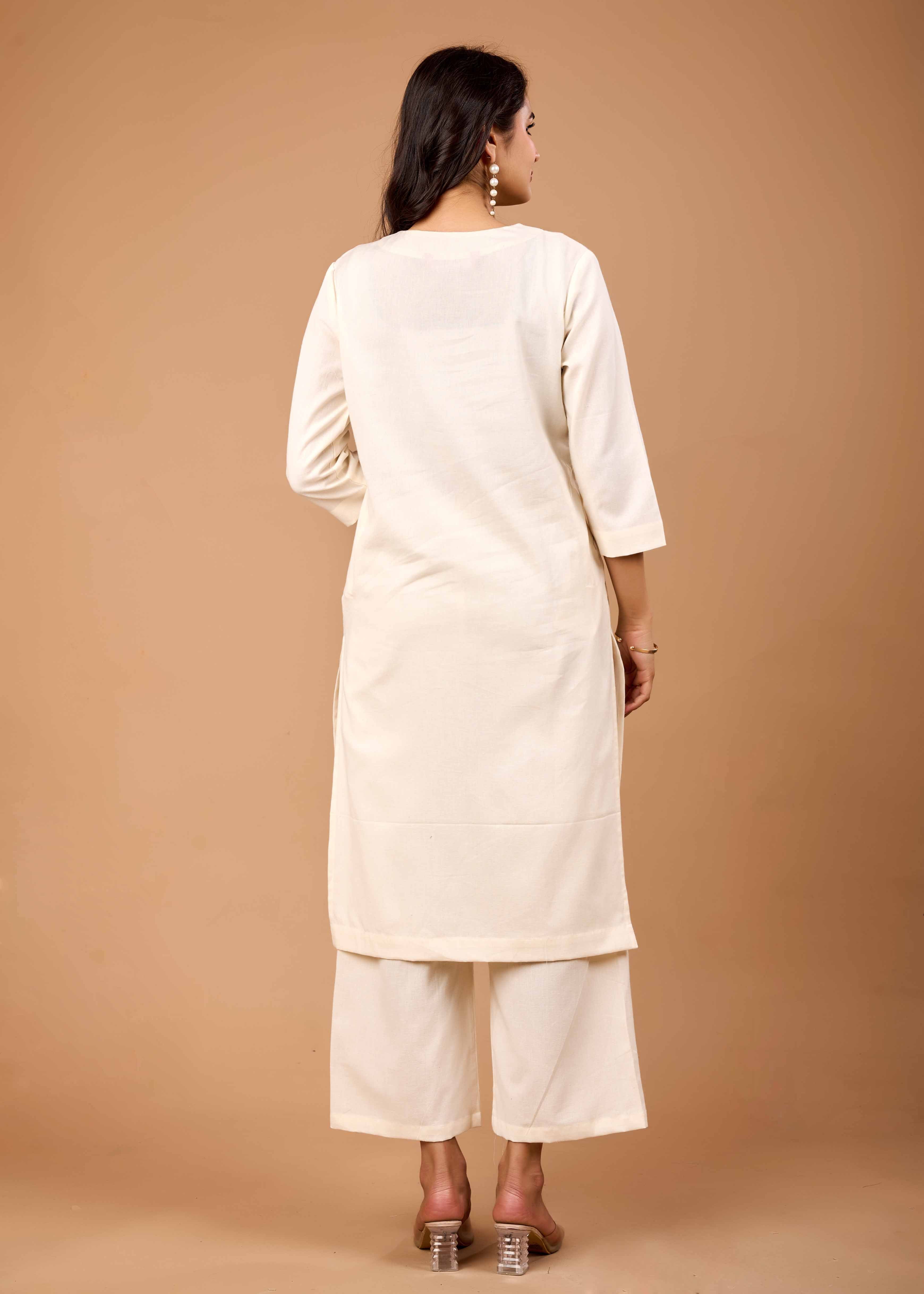 RIVA OFF WHITE HAND CRAFTED COTTON FLEX CO-OD SET