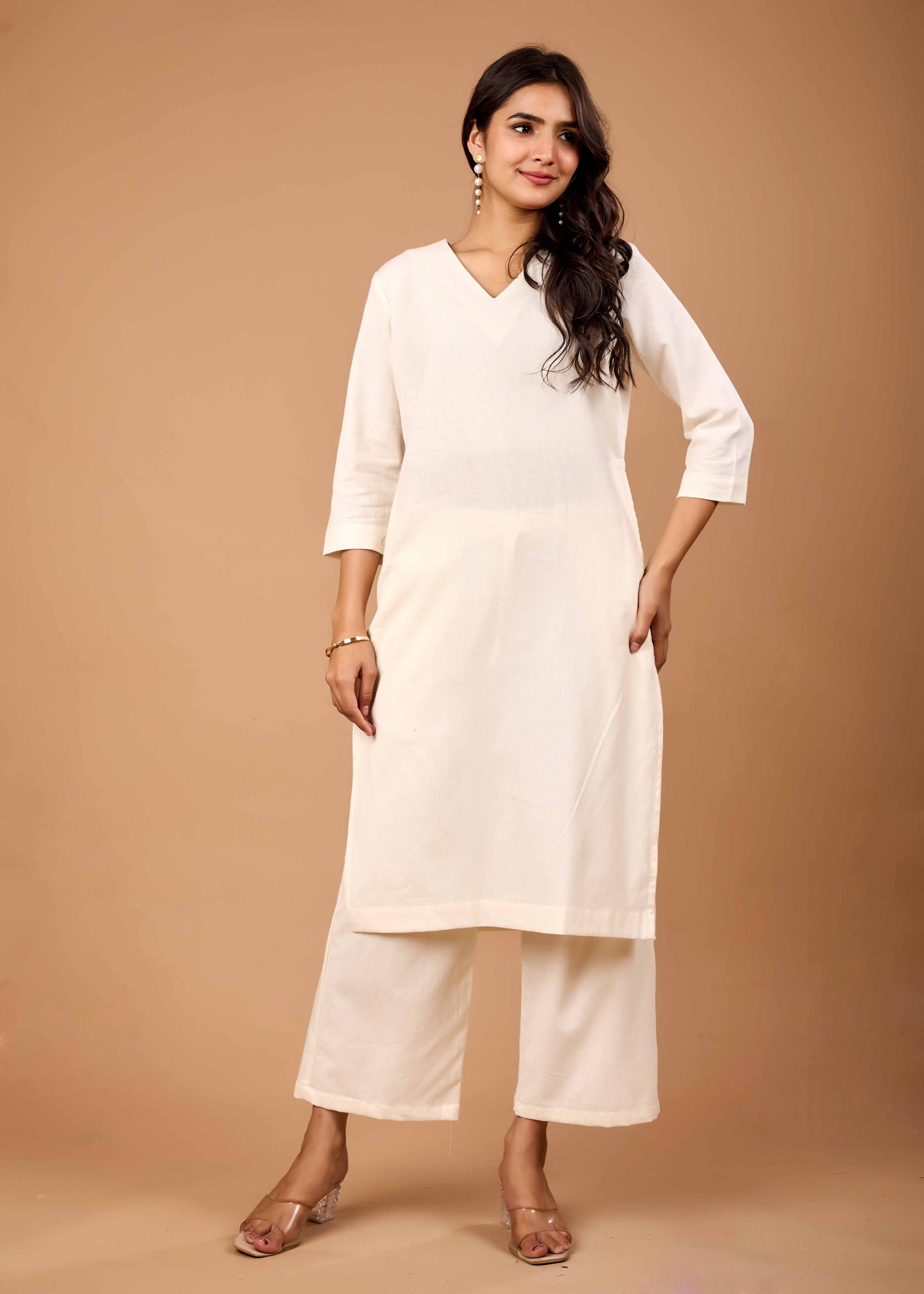 RIVA OFF WHITE HAND CRAFTED COTTON FLEX CO-OD SET