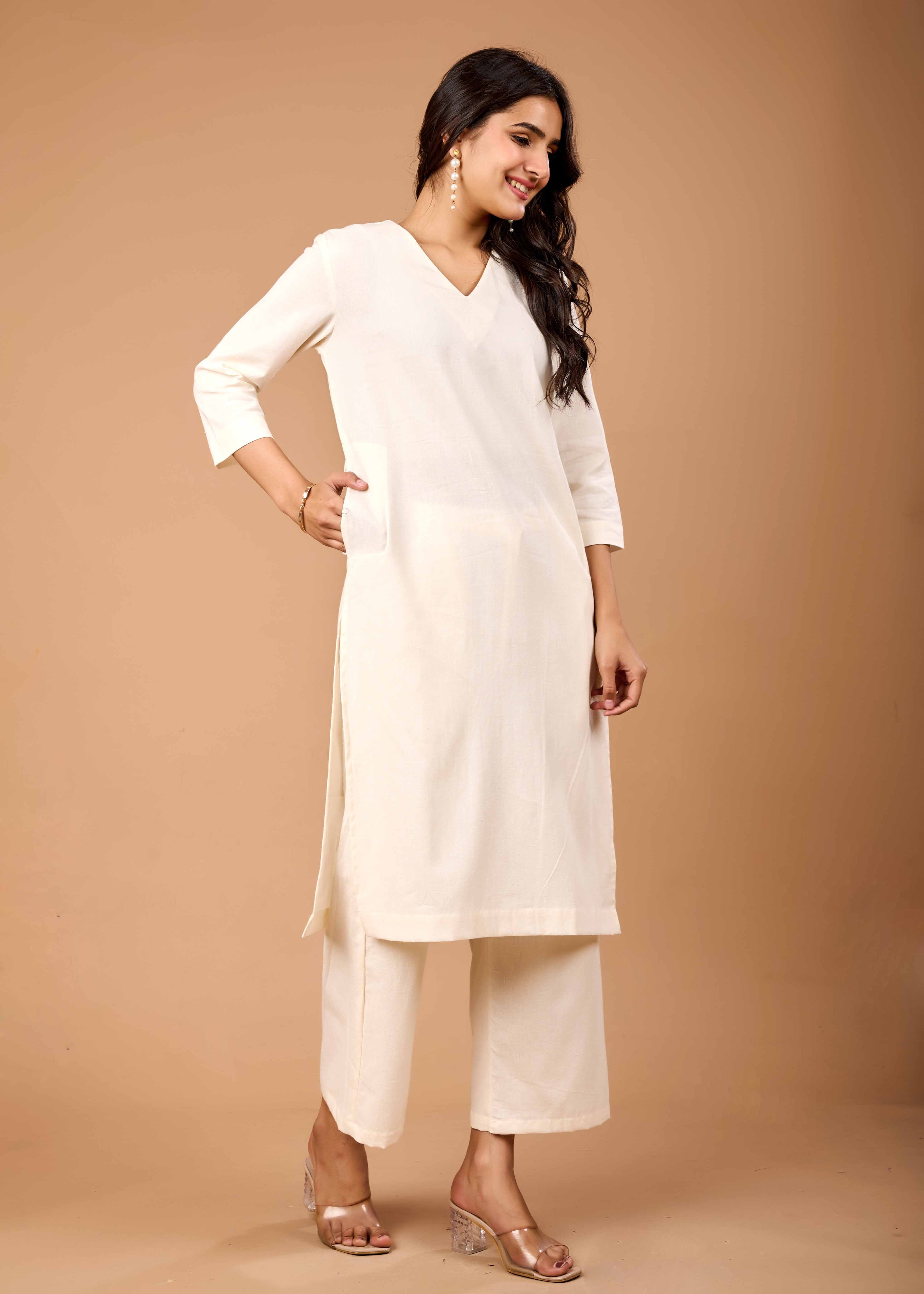 RIVA OFF WHITE HAND CRAFTED COTTON FLEX CO-OD SET