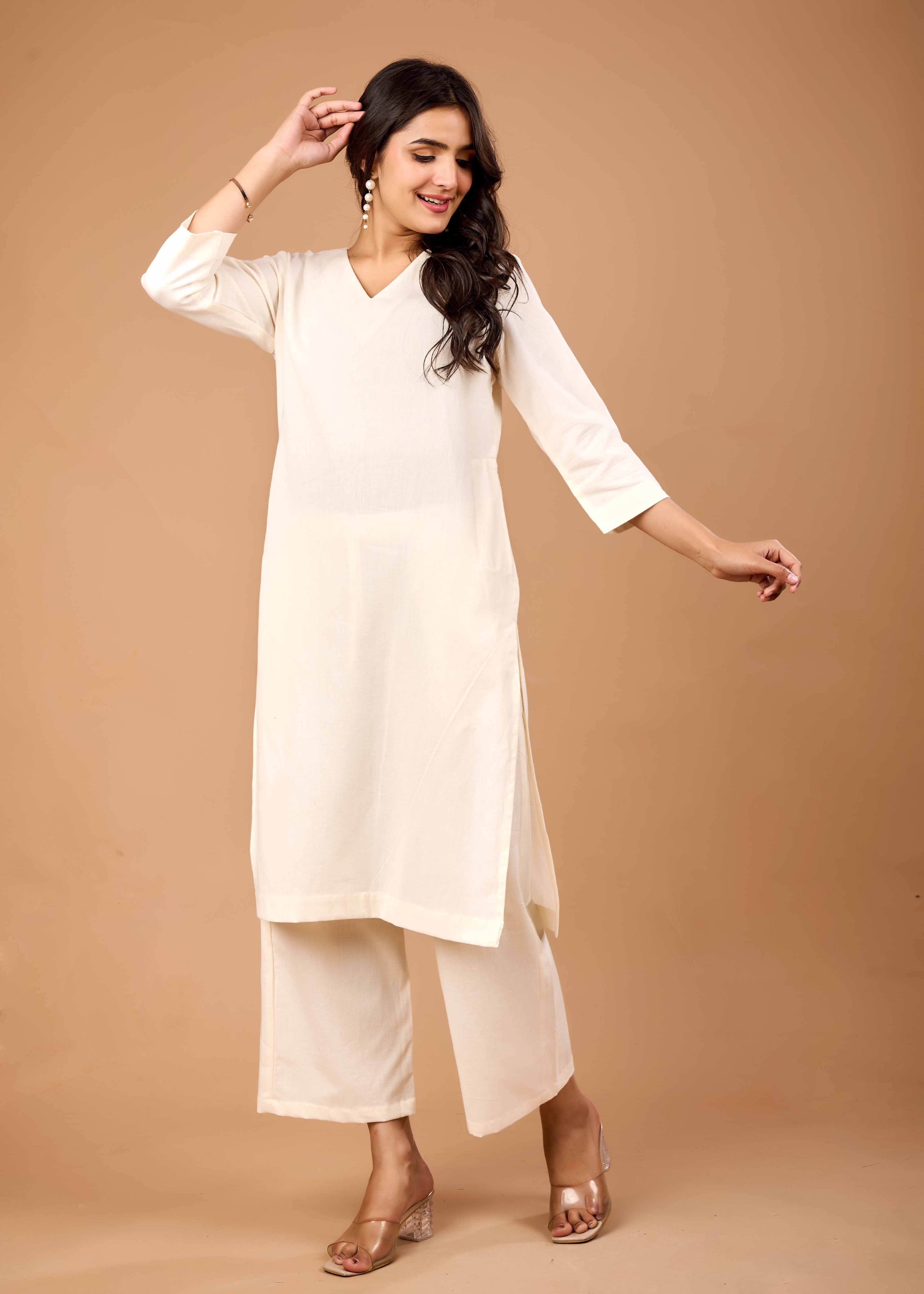 RIVA OFF WHITE HAND CRAFTED COTTON FLEX CO-OD SET