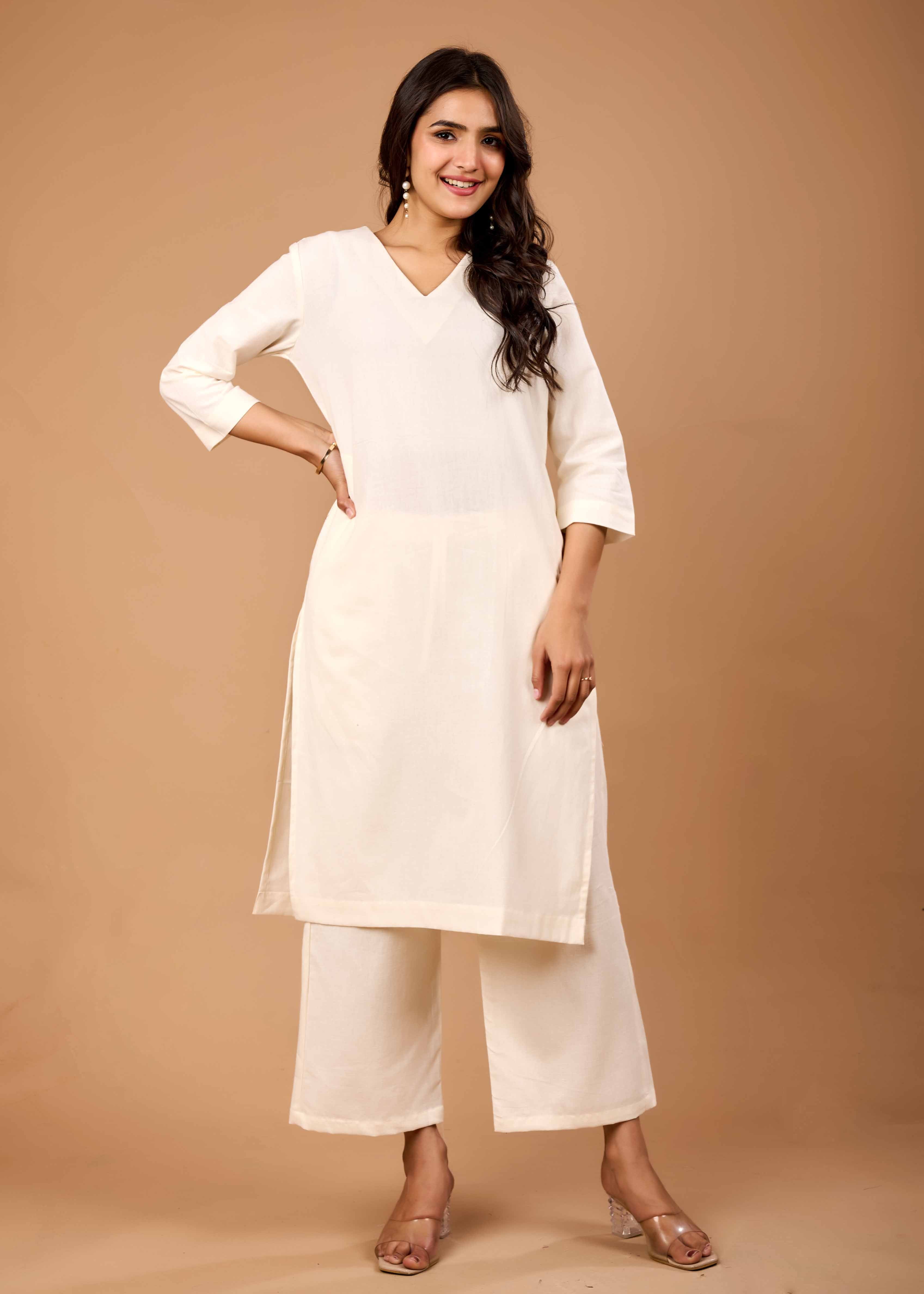 RIVA OFF WHITE HAND CRAFTED COTTON FLEX CO-OD SET