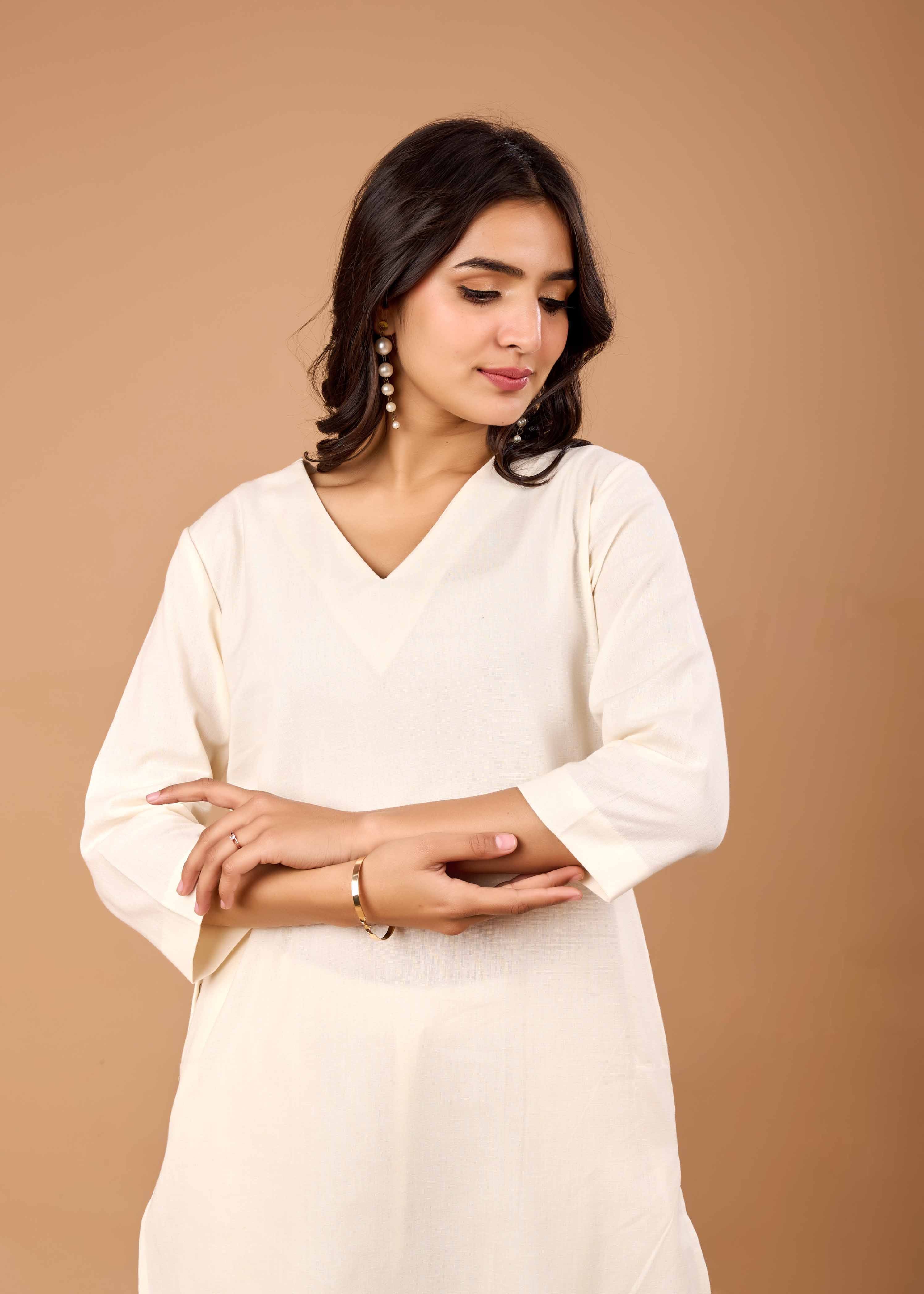 RIVA OFF WHITE HAND CRAFTED COTTON FLEX CO-OD SET