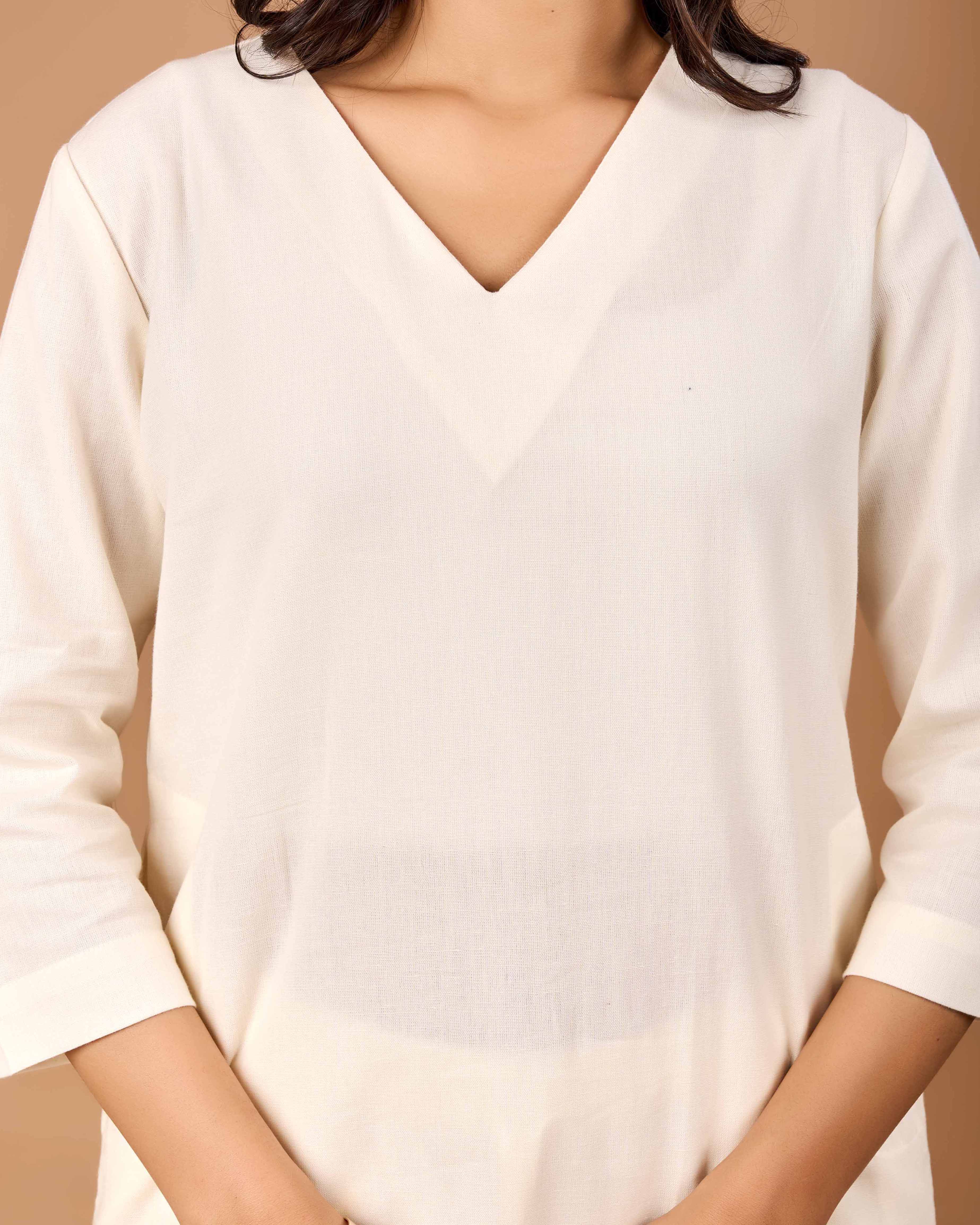 RIVA OFF WHITE HAND CRAFTED COTTON FLEX CO-OD SET